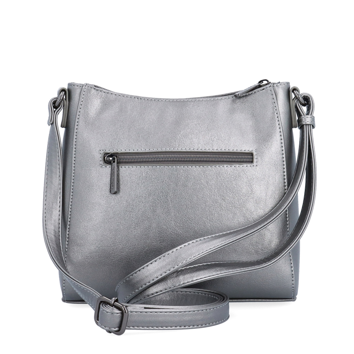 Minimalistická crossbody kabelka do mesta Le Sands materiál syntetická koža zapínanie na zips farba metalíza veľkosť malá 7706 TI Zozadu
