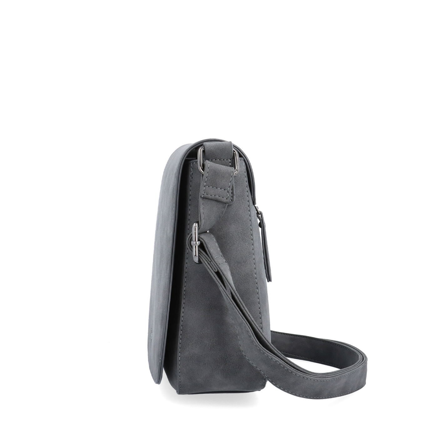 Elegantná crossbody kabelka s chlopňou Tangerin materiál syntetická koža zapínanie na zips farba sivá veľkosť stredná 1115 ANT Z boku