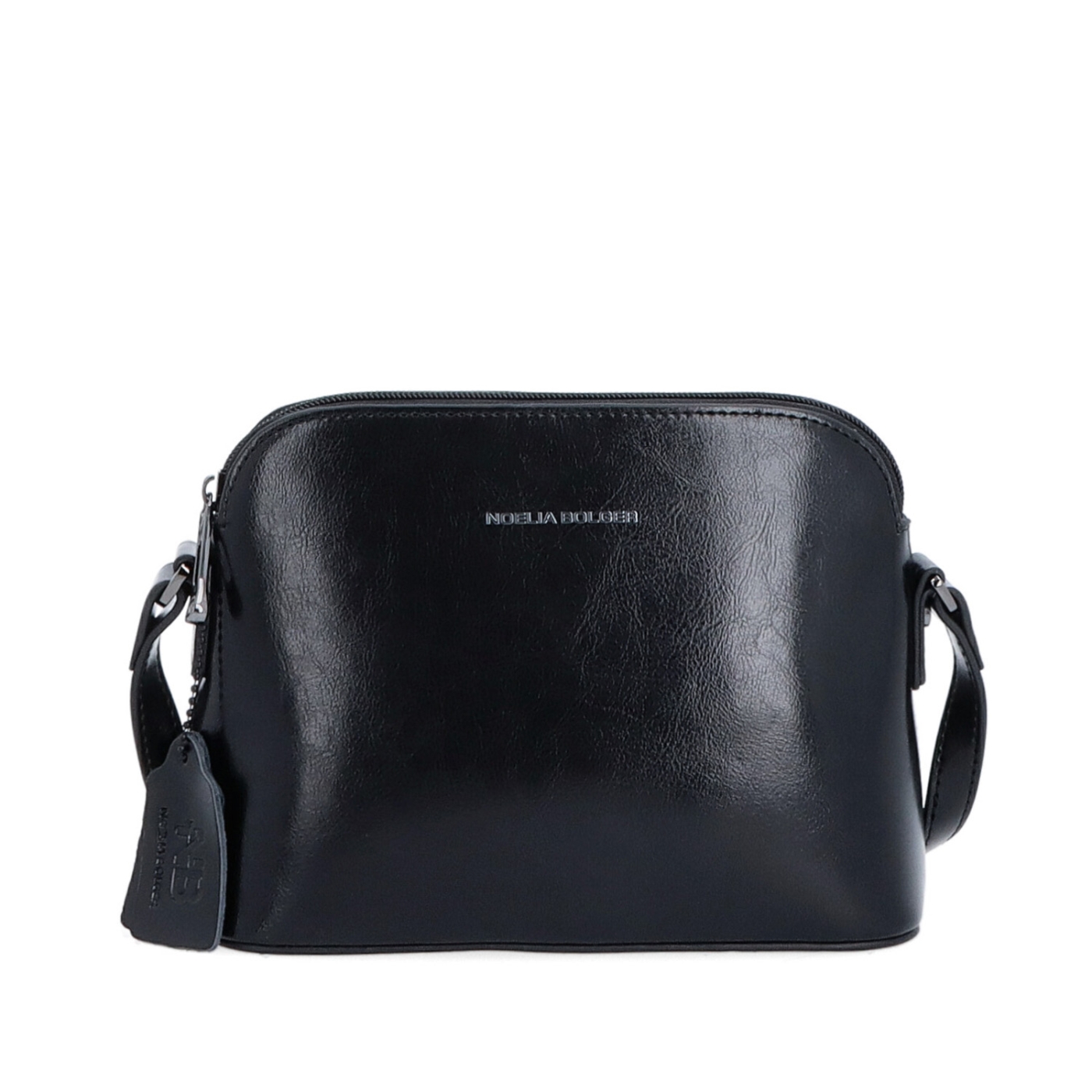 Luxusná malá kožená crossbody kabelka Noelia Bolger materiál kože zapínanie na zips farba čierna veľkosť malá NB 0080 C Spredu