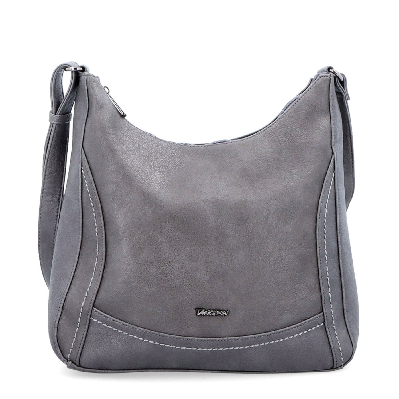 Mestská crossbody kabelka zo syntetickej kože Tangerin materiál syntetická koža zapínanie na zips farba sivá veľkosť stredná 8046 TS Spredu