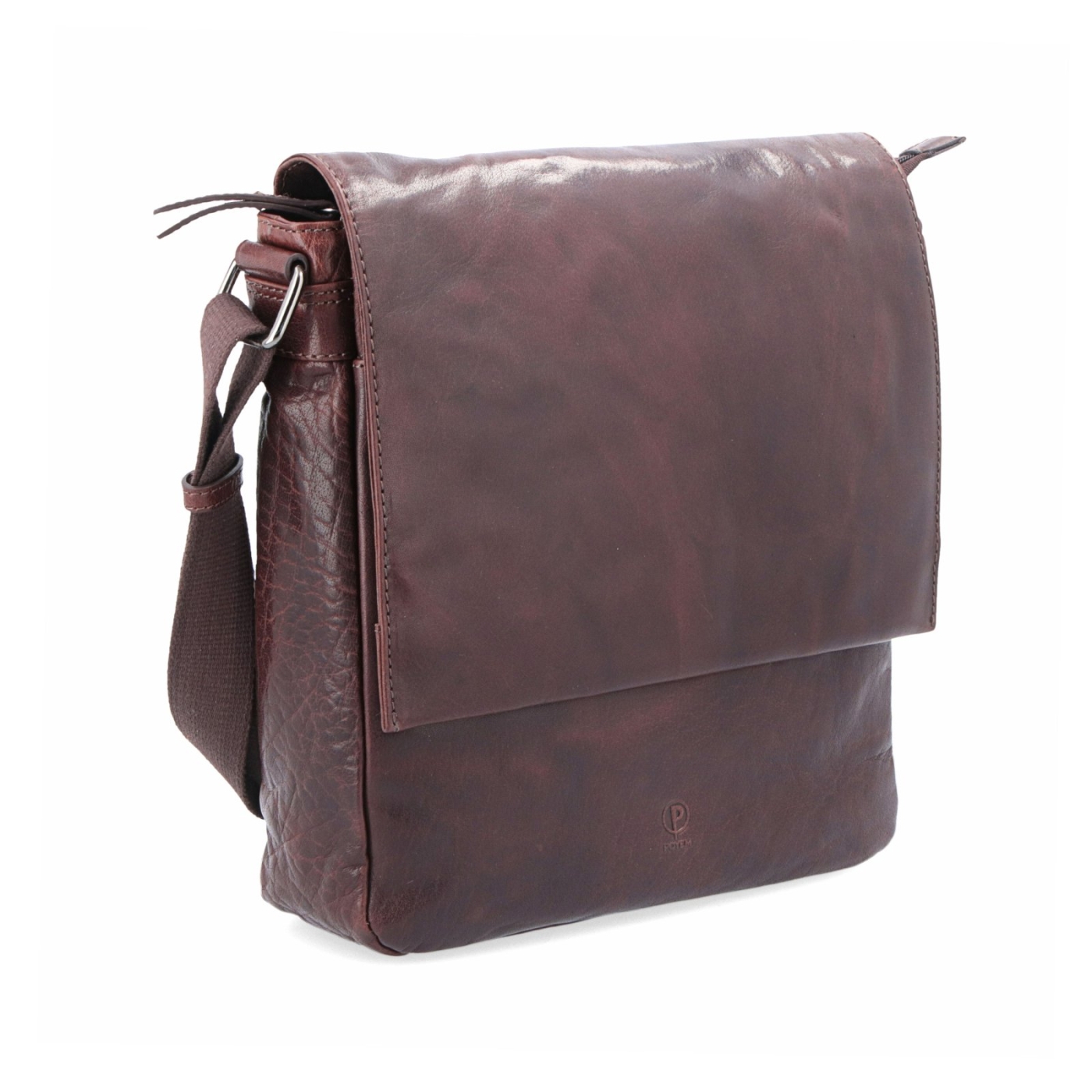 Kožená crossbody s chlopňou Poyem materiál kože zapínanie s chlopňou farba hnedá veľkosť stredná 2207 Poyem H
