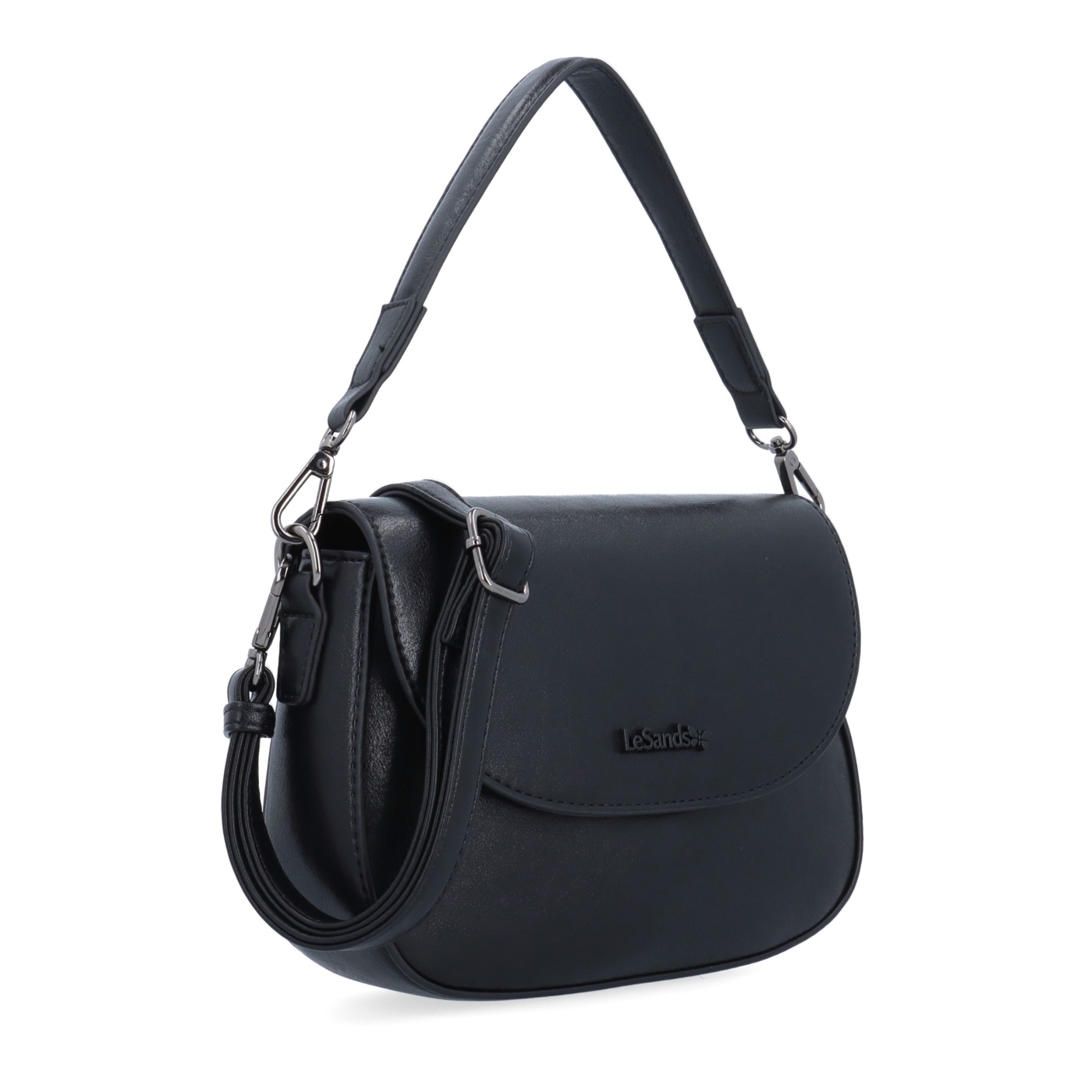 Štýlová crossbody kabelka s chlopňou Le Sands materiál syntetická koža zapínanie s chlopňou farba čierna veľkosť malá 7730 C