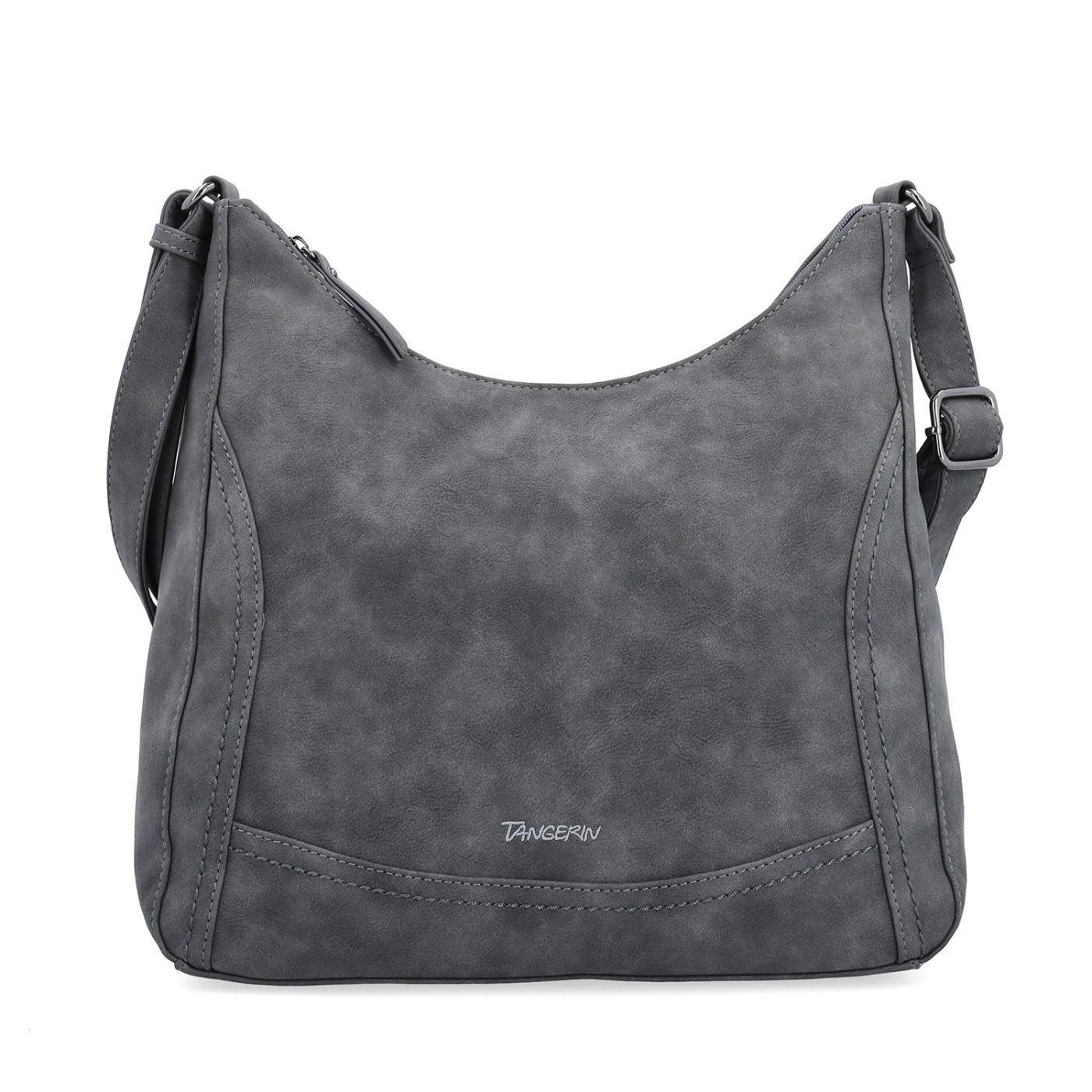 Crossbody syntetická kabelka s prešívaním Tangerin materiál syntetická koža zapínanie na zips farba sivá veľkosť stredná 1104 ANT Spredu