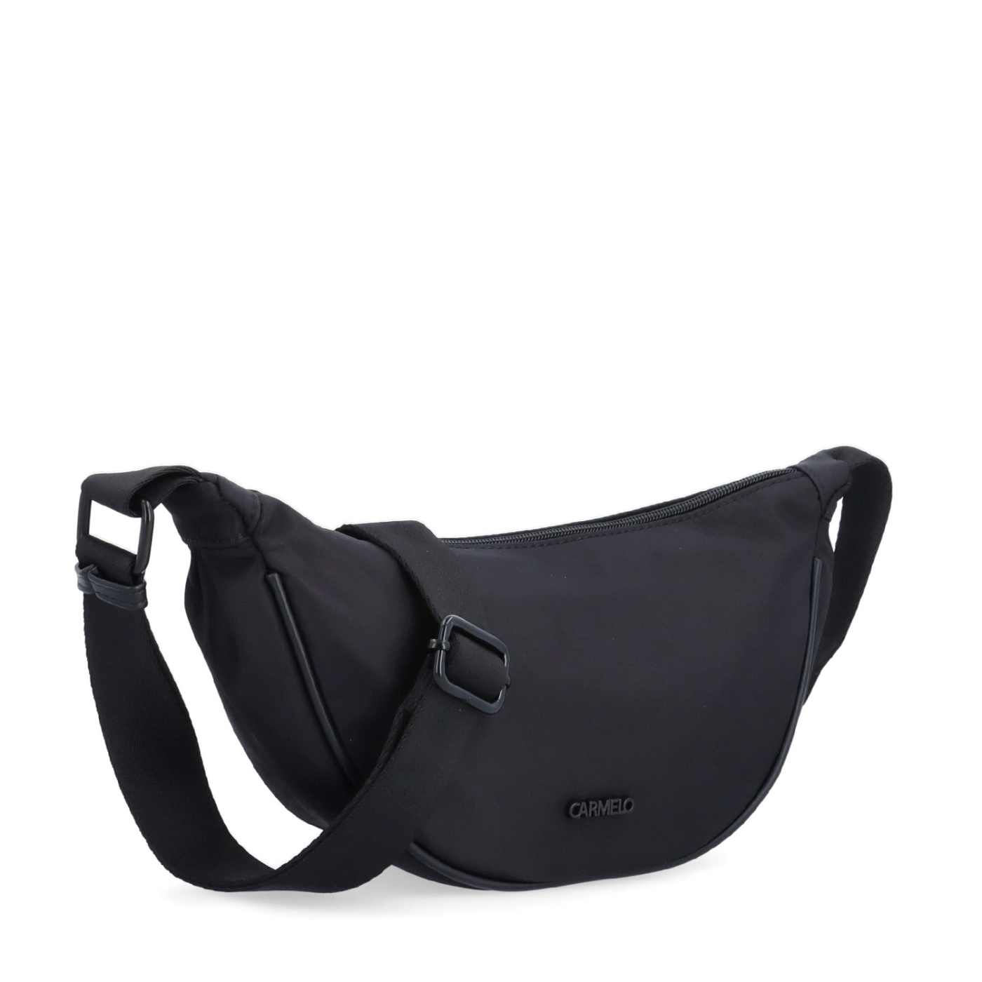 Malá nylonová kabelka typu moonbag Carmelo materiál nylon zapínanie na zips farba čierna veľkosť malá 6609 C