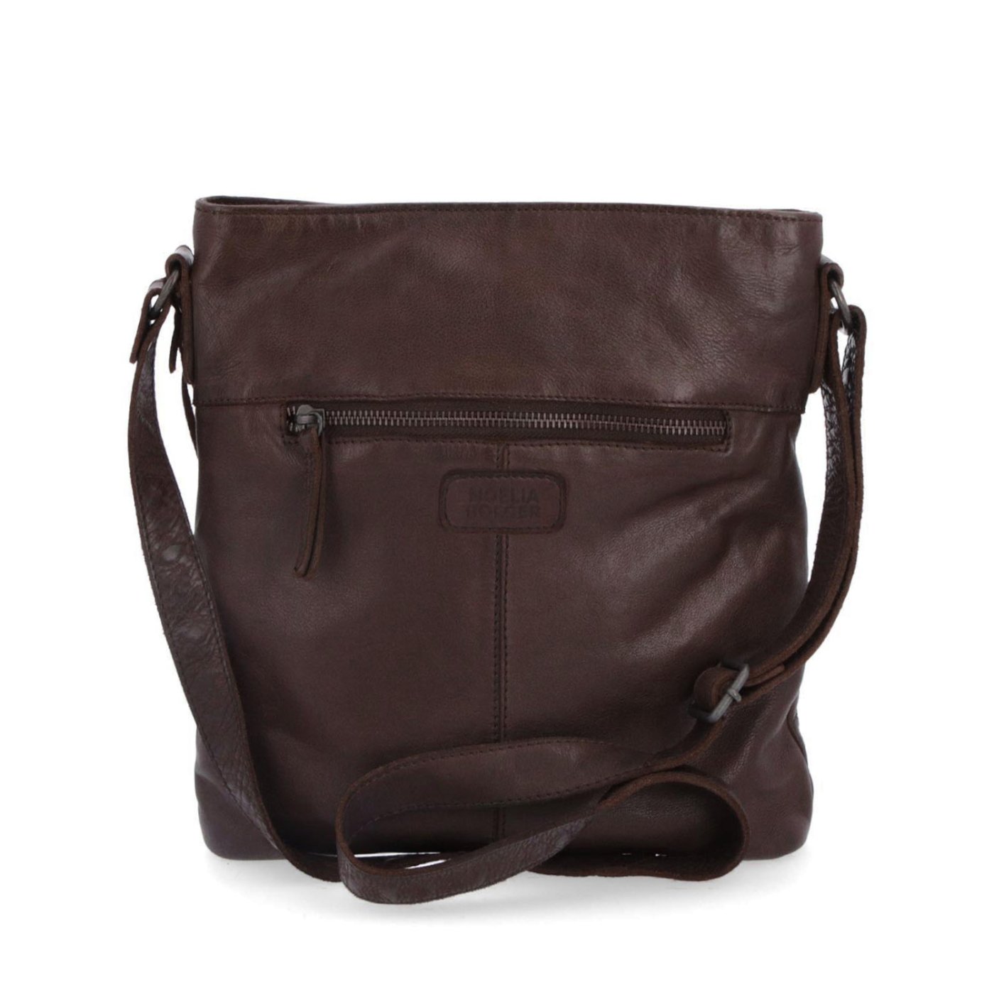 Kožená crossbody kabelka vo vintage štýle Noelia Bolger materiál kože zapínanie na zips farba hnedá veľkosť malá NB 2001 H Zozadu