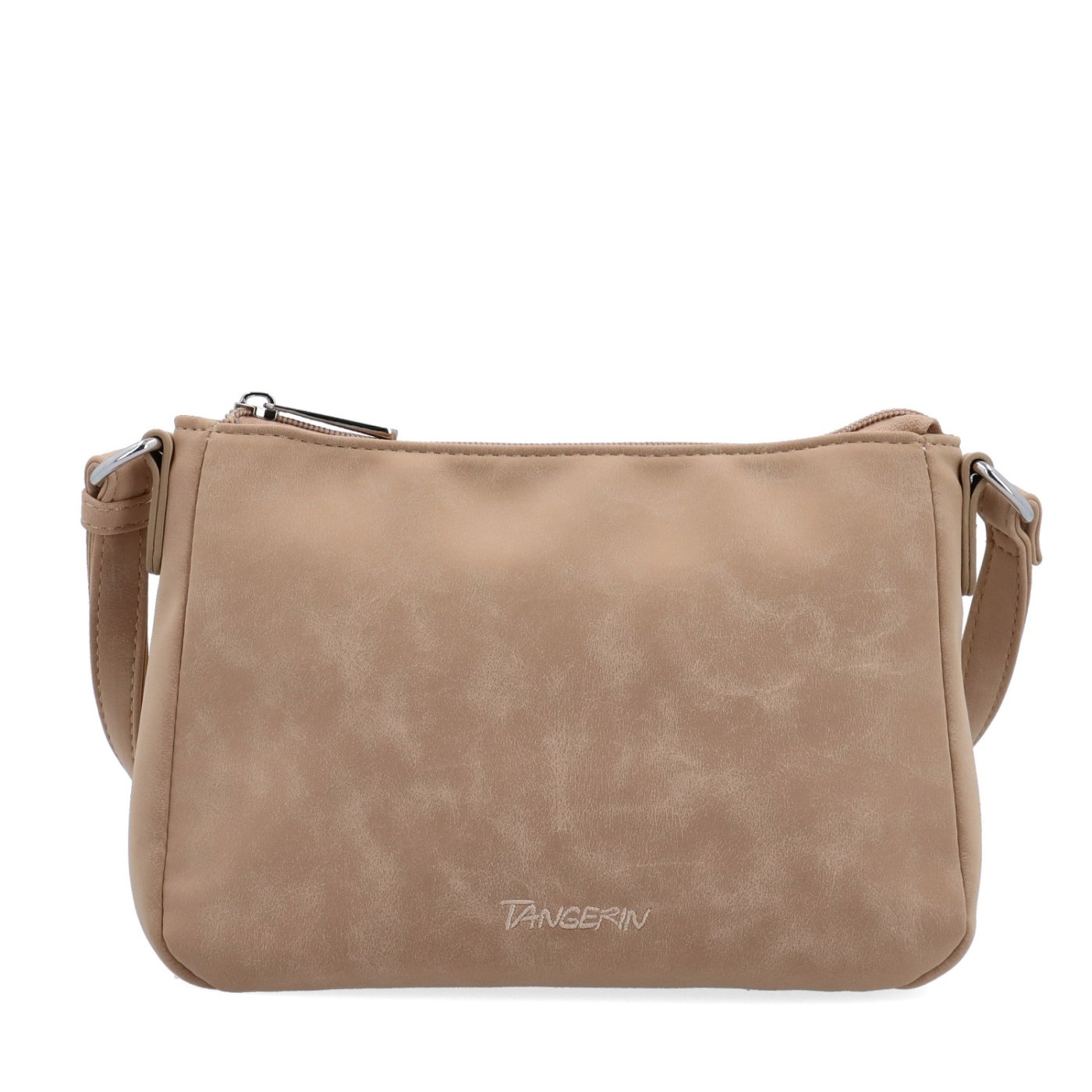 Malá minimalistická crossbody kabelka s hebkým povrchom Tangerin materiál syntetická koža zapínanie na zips farba béžová veľkosť malá 7016 SAN Spredu