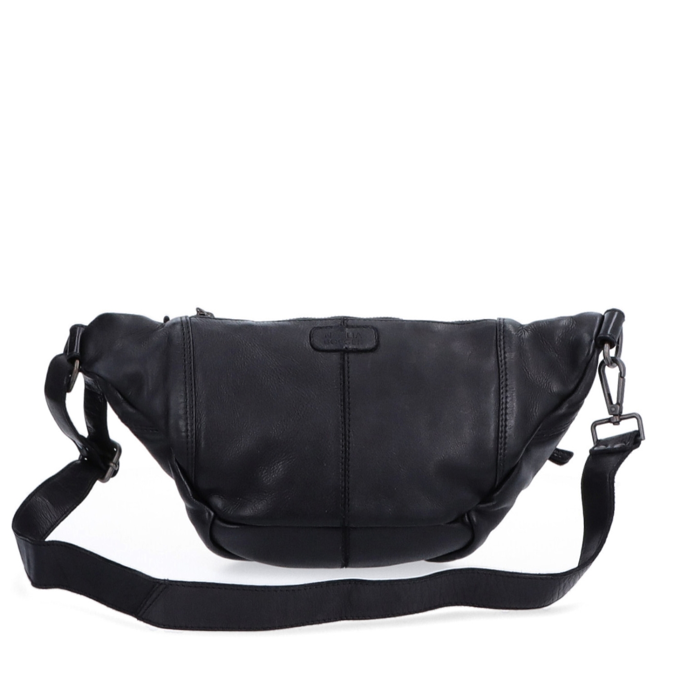 Moderná kožená crossbody ľadvinka s dvoma zipsami Noelia Bolger materiál kože zapínanie na zips farba čierna veľkosť stredná NB 2035 C Zozadu
