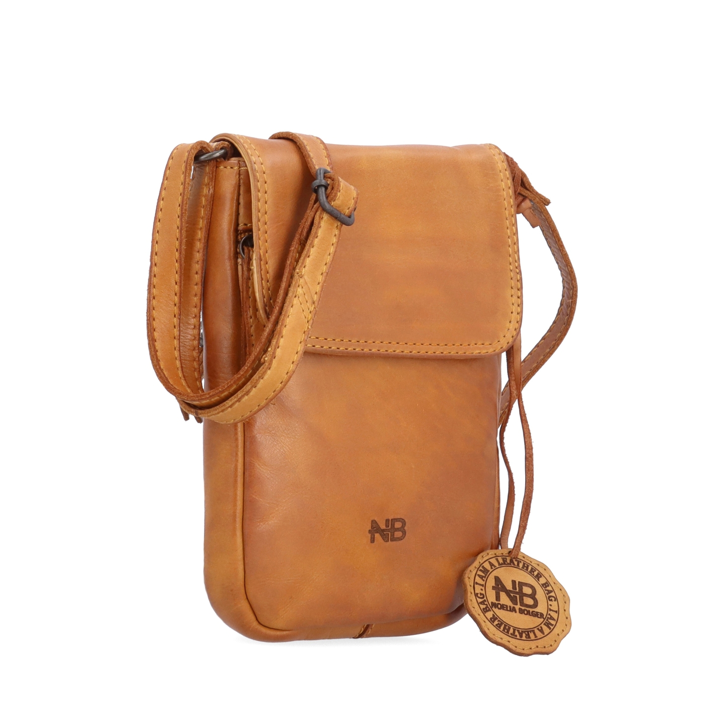 Kožená crossbody taška s chlopňou Noelia Bolger materiál kože zapínanie s chlopňou farba žltá veľkosť malá NB 2418 ZLU