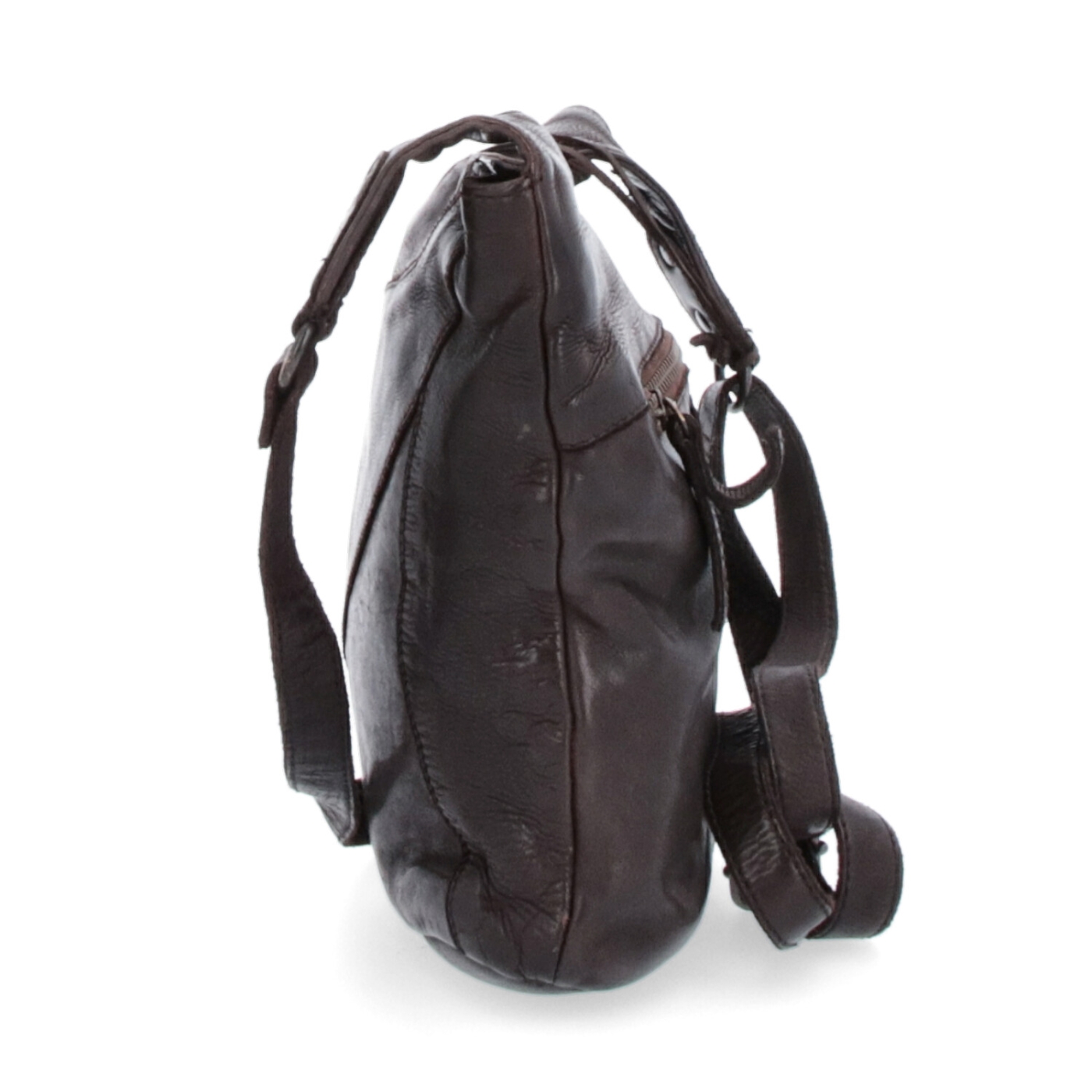 Elegantná kožená crossbody kabelka s vreckami Noelia Bolger materiál kože zapínanie na zips farba hnedá veľkosť malá NB 2101 H Z boku
