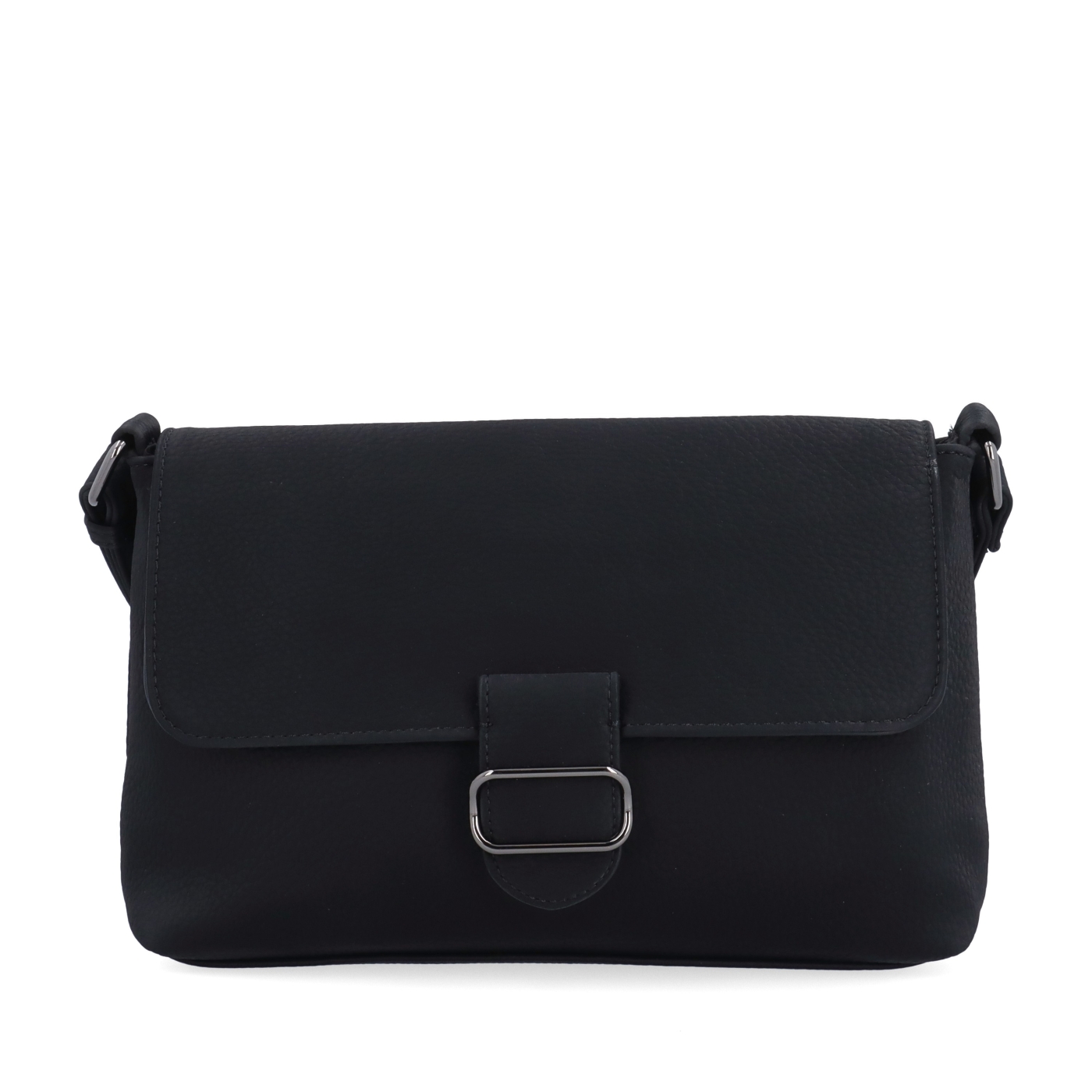 Elegantná crossbody kabelka s klopou Le Sands materiál syntetická koža zapínanie s chlopňou farba čierna veľkosť malá 4652 C Spredu