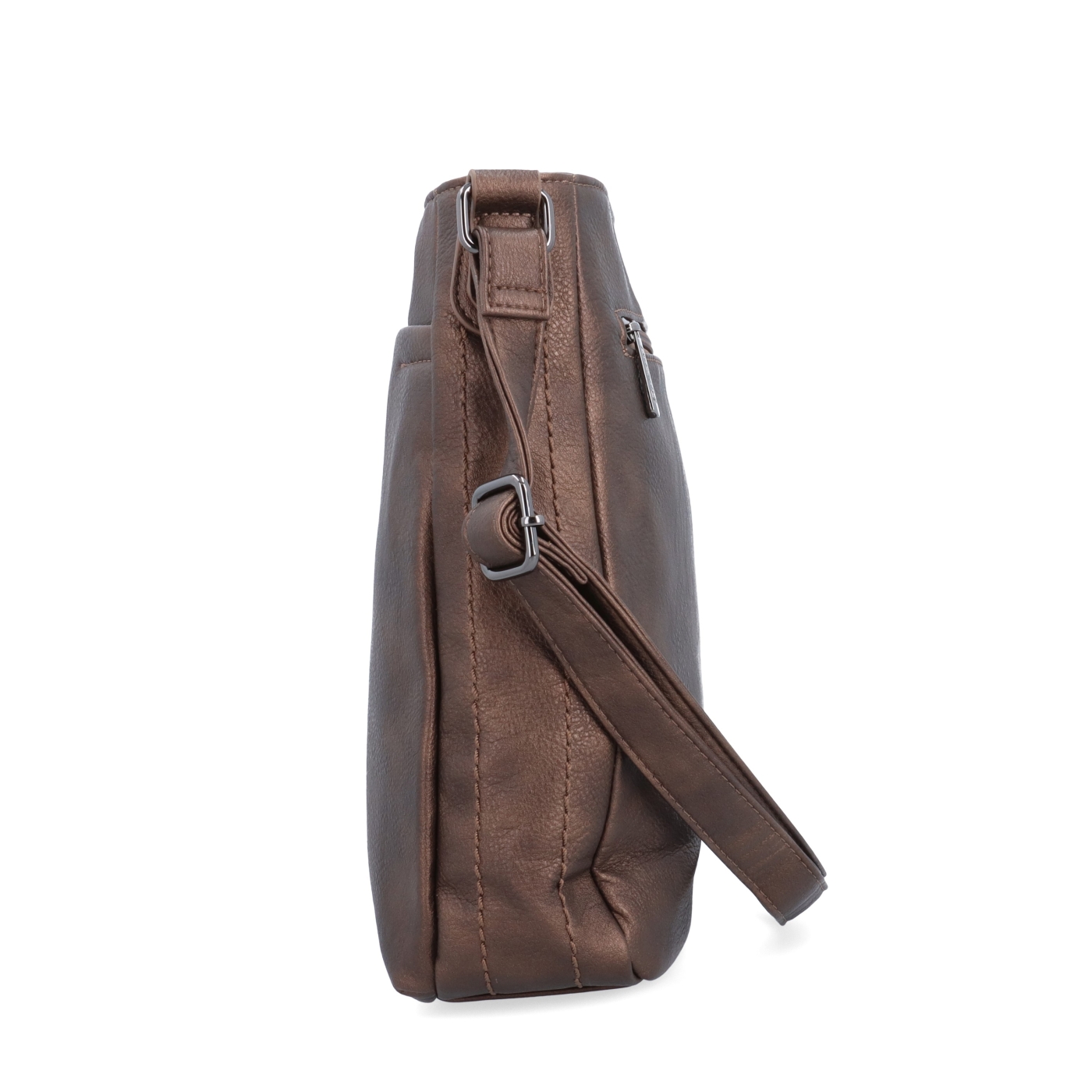 Crossbody kabelka s nastaviteľným popruhom Tangerin materiál syntetická koža zapínanie na zips farba metalíza veľkosť stredná 8049 BR Z boku
