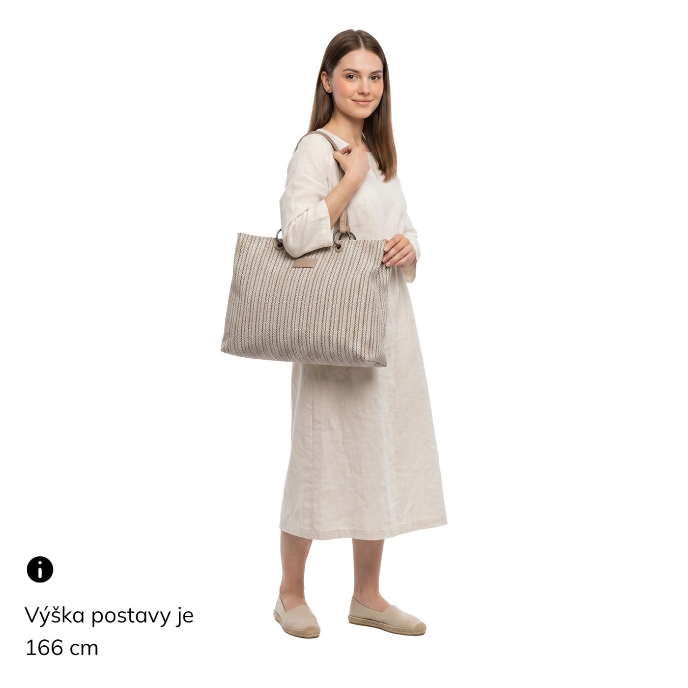 Priestranná shopper kabelka s textúrovaným povrchom Le Sands materiál syntetická koža zapínanie na zips farba béžová veľkosť veľká 4614 BE Na postave
