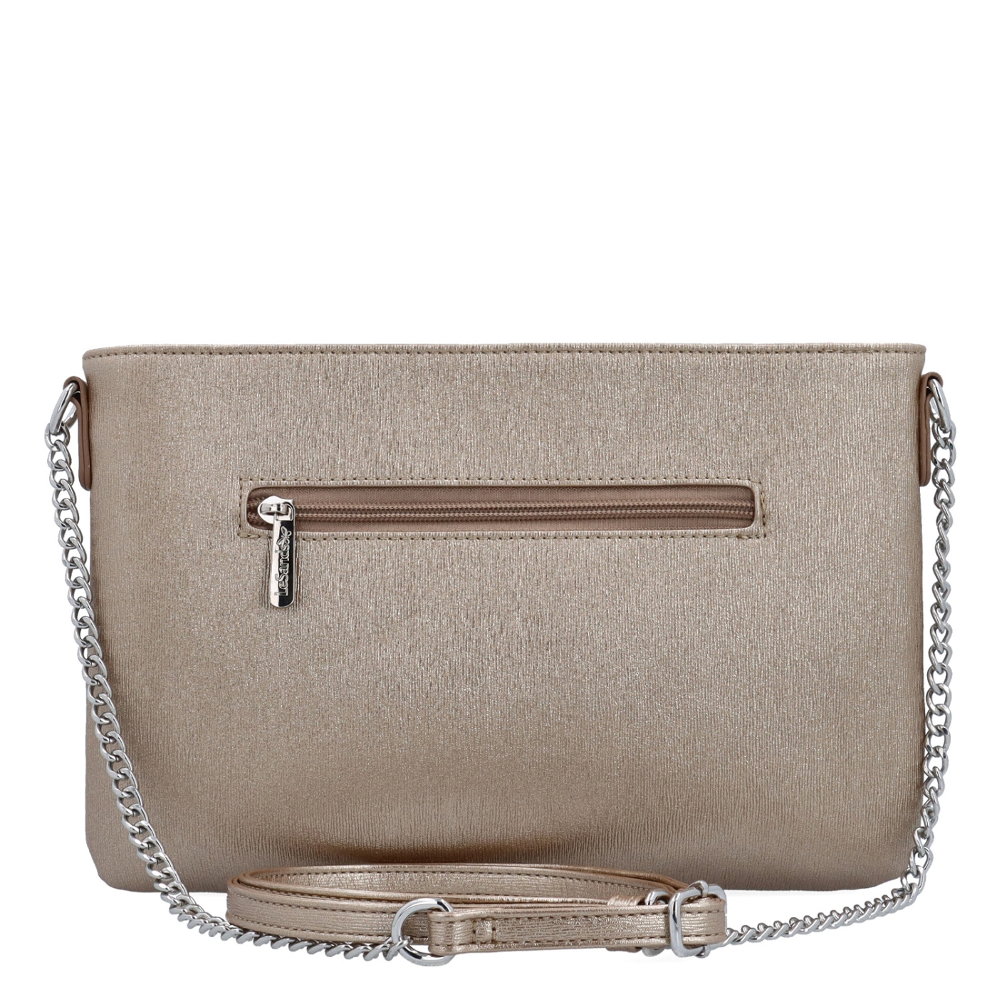 Elegantná crossbody kabelka s jemným leskom Le Sands materiál syntetická koža zapínanie na zips farba metalíza veľkosť malá 4608 ZL Zozadu