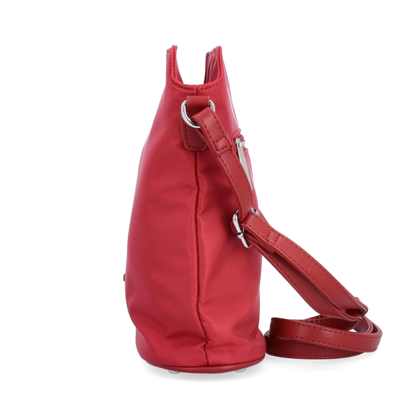 Praktická crossbody kabelka s extra vreckom Carmelo materiál nylon zapínanie na zips farba červená veľkosť malá 6607 CV Z boku