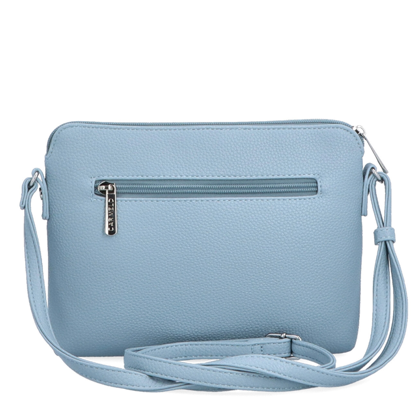 Minimalistická crossbody kabelka zo syntetiky Carmelo materiál syntetická koža zapínanie na zips farba modrá veľkosť malá 4333 SM Zozadu