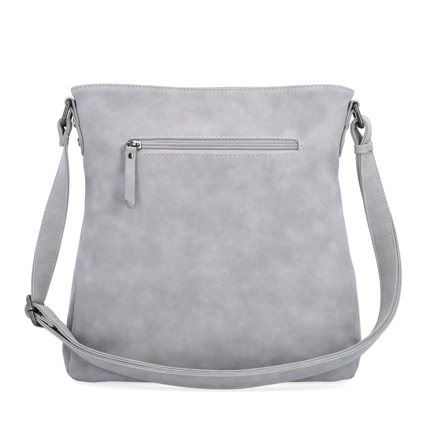 Štýlová crossbody kabelka s čistým dizajnom Tangerin materiál syntetická koža zapínanie na zips farba sivá veľkosť stredná 1101 SS Zozadu