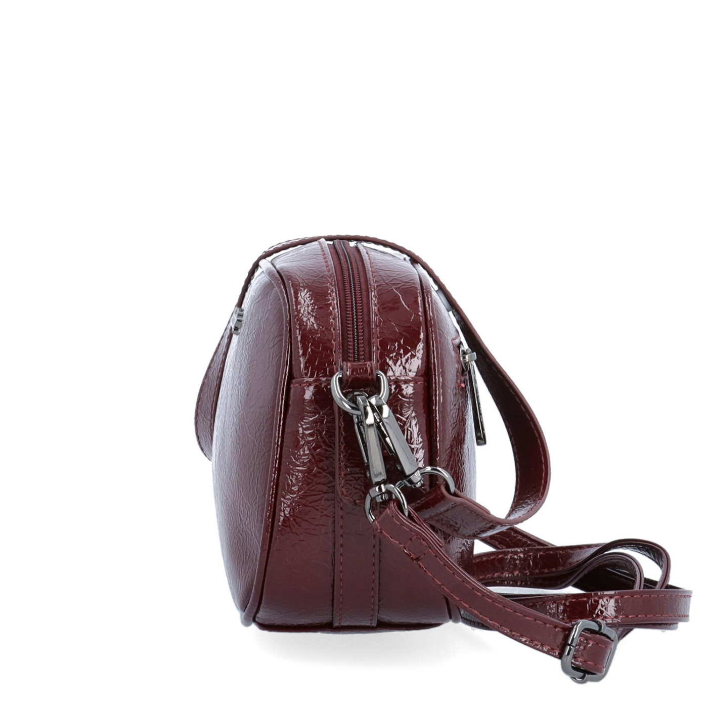 Malá crossbody kabelka so štruktúrovaným povrchom Le Sands materiál syntetická koža zapínanie na zips farba vínová veľkosť malá 4372 BO Z boku