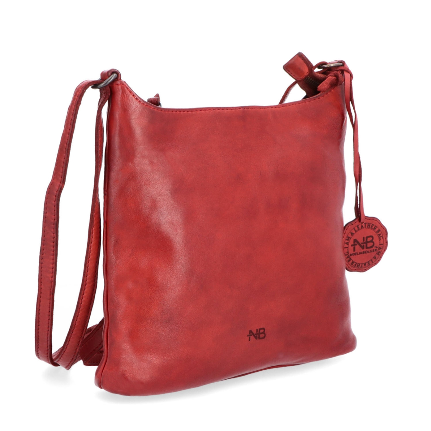 Kožená crossbody kabelka na každý deň Noelia Bolger materiál kože zapínanie na zips farba červená veľkosť malá NB 2404 CV