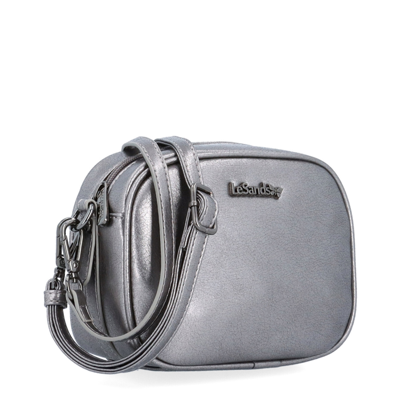 Malá crossbody kabelka s odopínateľným popruhom Le Sands materiál syntetická koža zapínanie na zips farba metalíza veľkosť malá 4370 TI