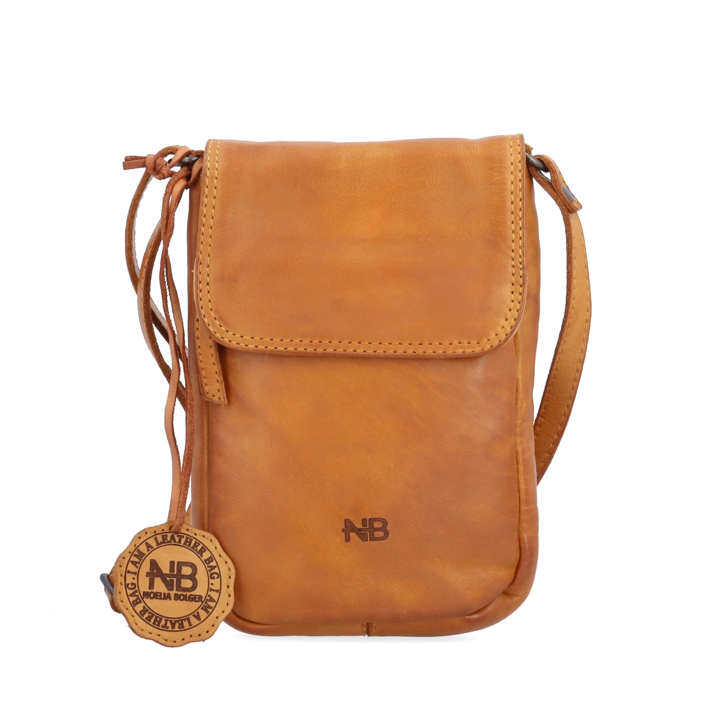 Kožená crossbody taška s chlopňou Noelia Bolger materiál kože zapínanie s chlopňou farba žltá veľkosť malá NB 2418 ZLU Spredu