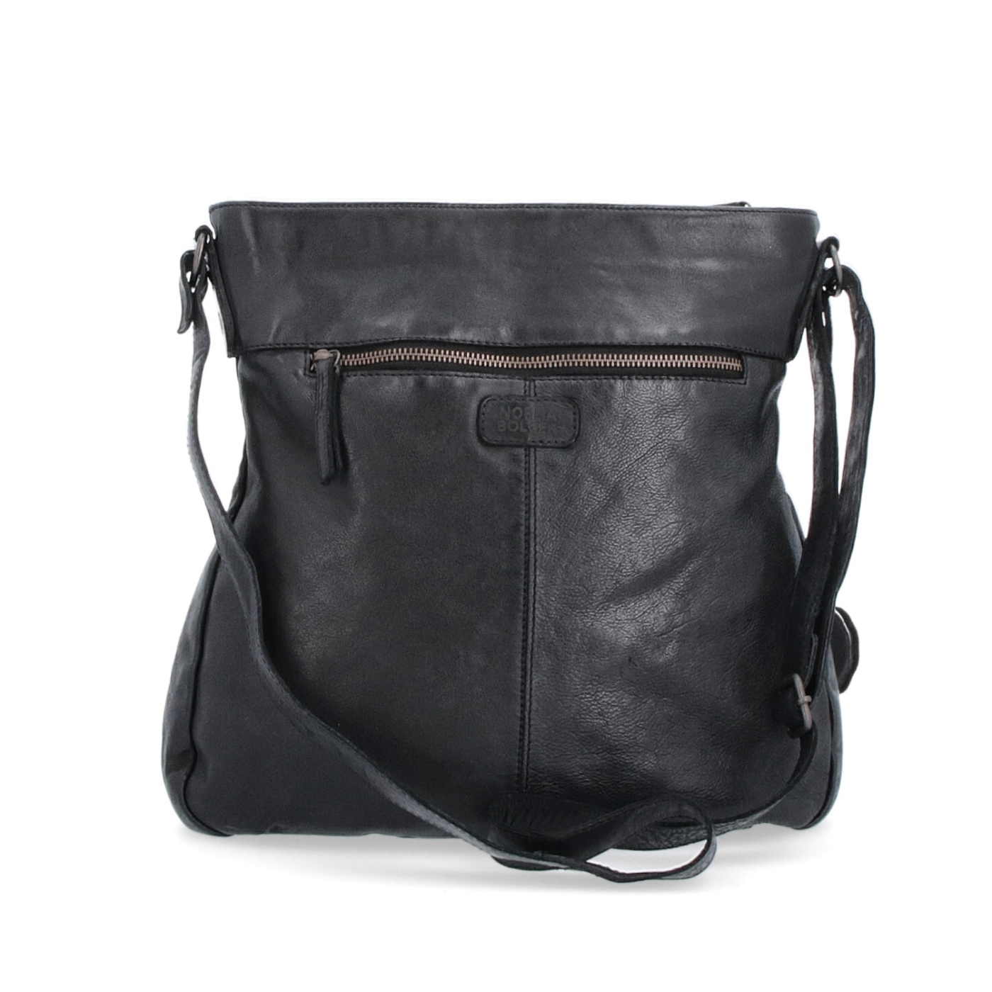 Kožená crossbody s predným vreckom na zips Noelia Bolger materiál kože zapínanie na zips farba čierna veľkosť stredná NB 2103 C Zozadu