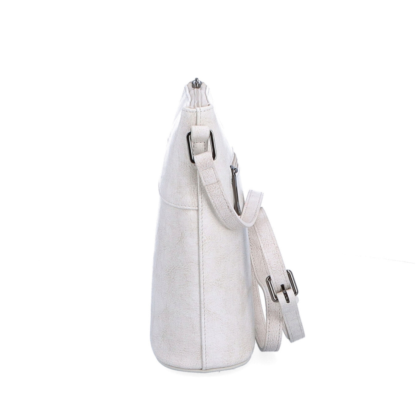 Luxusná kožená crossbody kabelka Noelia Bolger materiál kože zapínanie na zips farba biela veľkosť malá NB 0077 OW Z boku