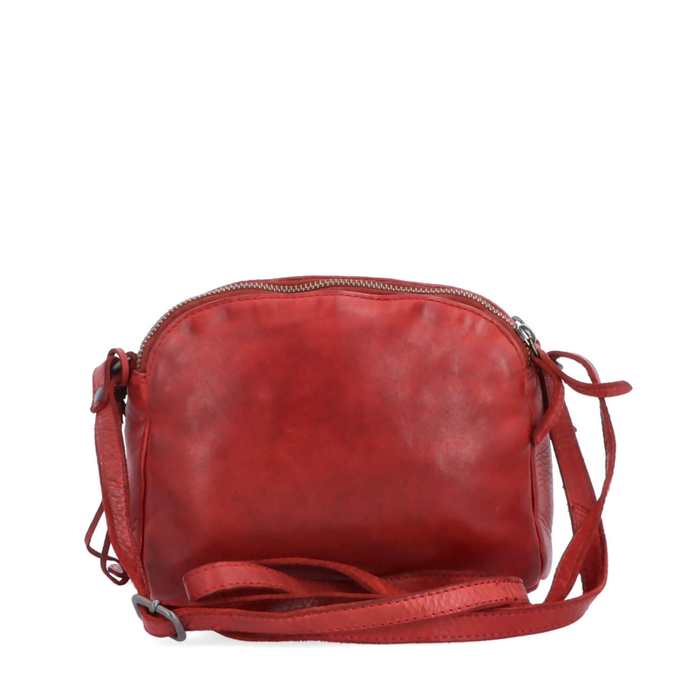 Kvalitná kožená crossbody kabelka Noelia Bolger materiál kože zapínanie na zips farba červená veľkosť malá NB 2408 CV Zozadu