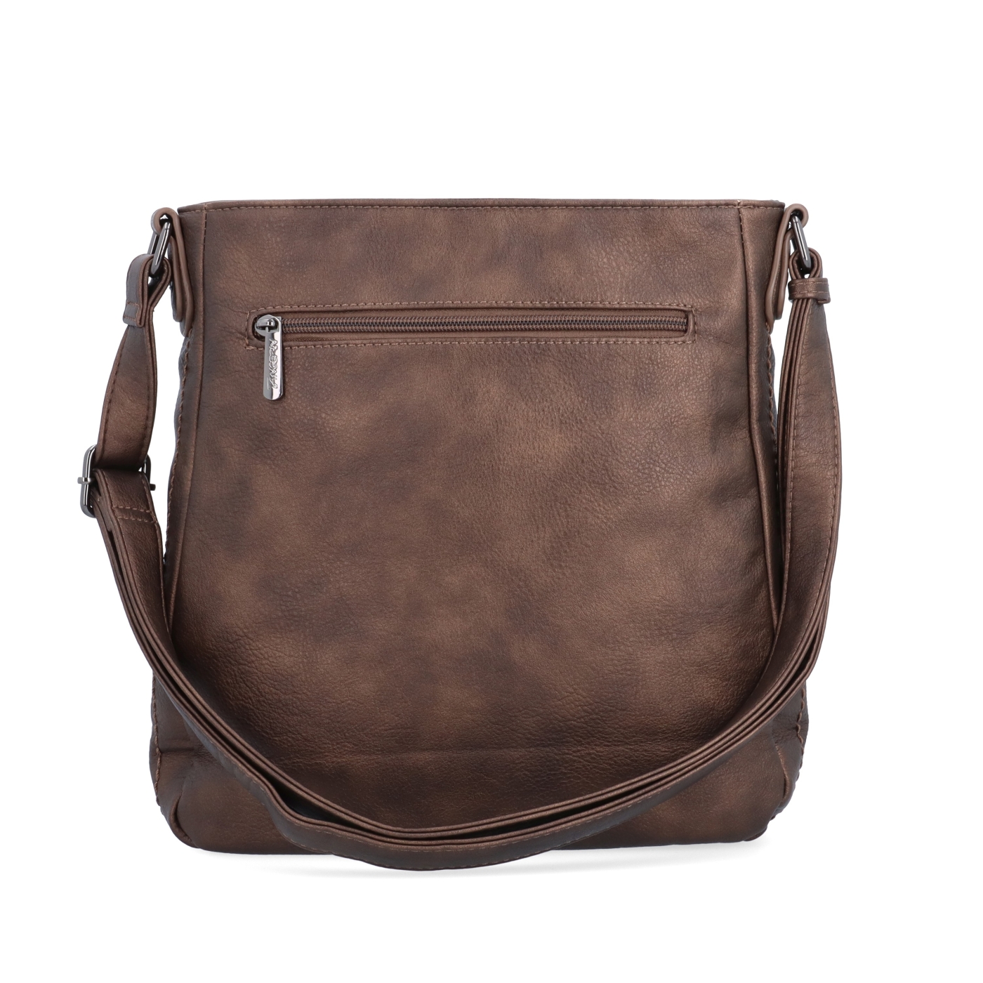 Crossbody kabelka s nastaviteľným popruhom Tangerin materiál syntetická koža zapínanie na zips farba metalíza veľkosť stredná 8049 BR Zozadu