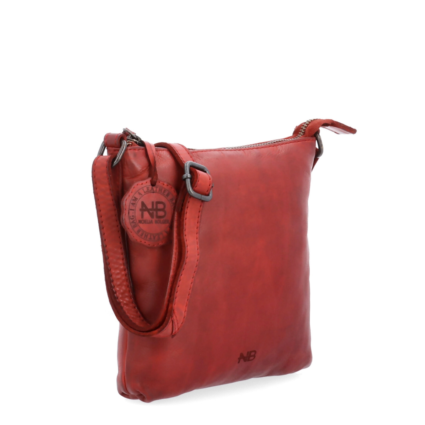 Elegantná kožená crossbody kabelka Noelia Bolger materiál kože zapínanie na zips farba červená veľkosť malá NB 2415 CV