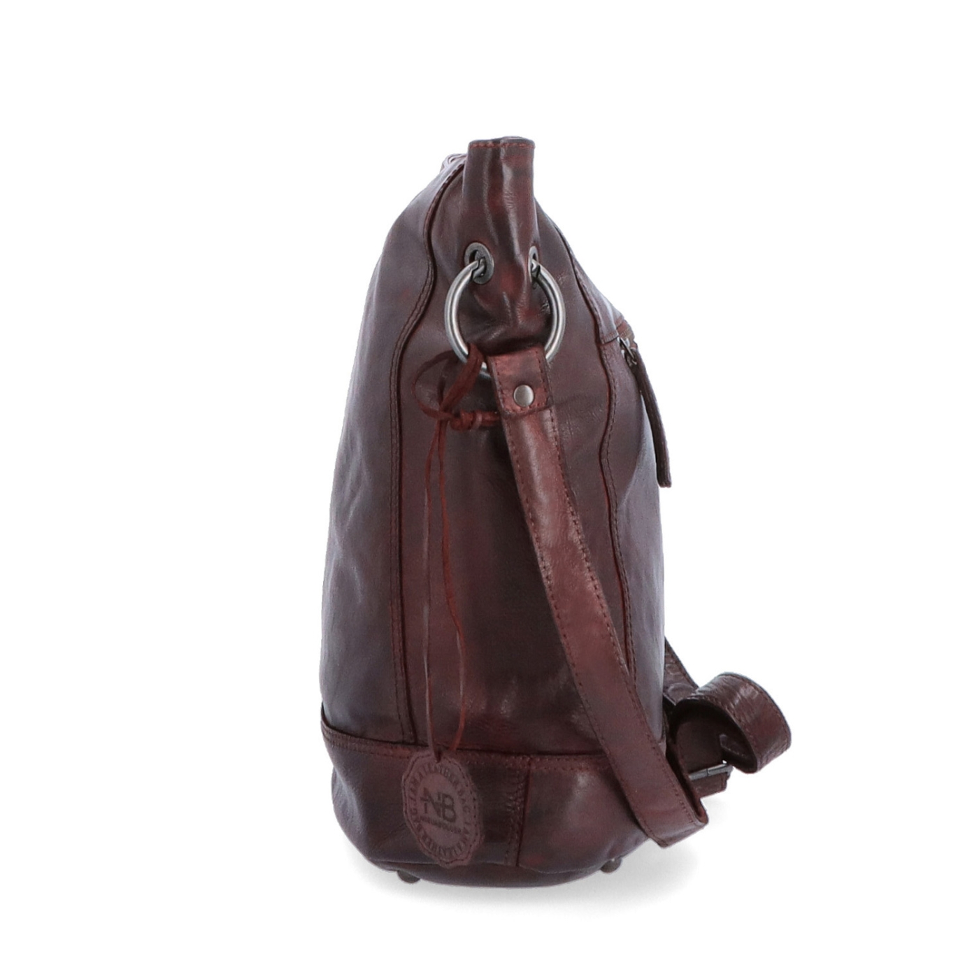 Kožená crossbody kabelka s dizajnovým prešívaním Noelia Bolger materiál kože zapínanie na zips farba vínová veľkosť stredná NB 2089 BO Z boku