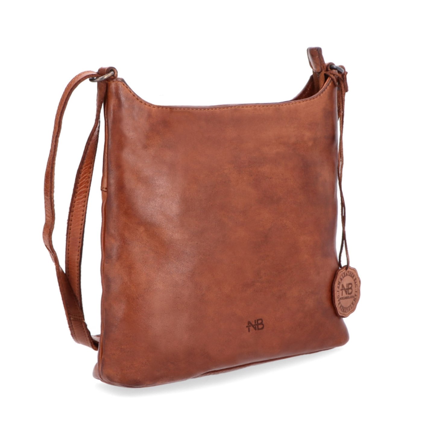 Kožená crossbody kabelka na každý deň Noelia Bolger materiál kože zapínanie na zips farba koňaková veľkosť malá NB 2404 KO