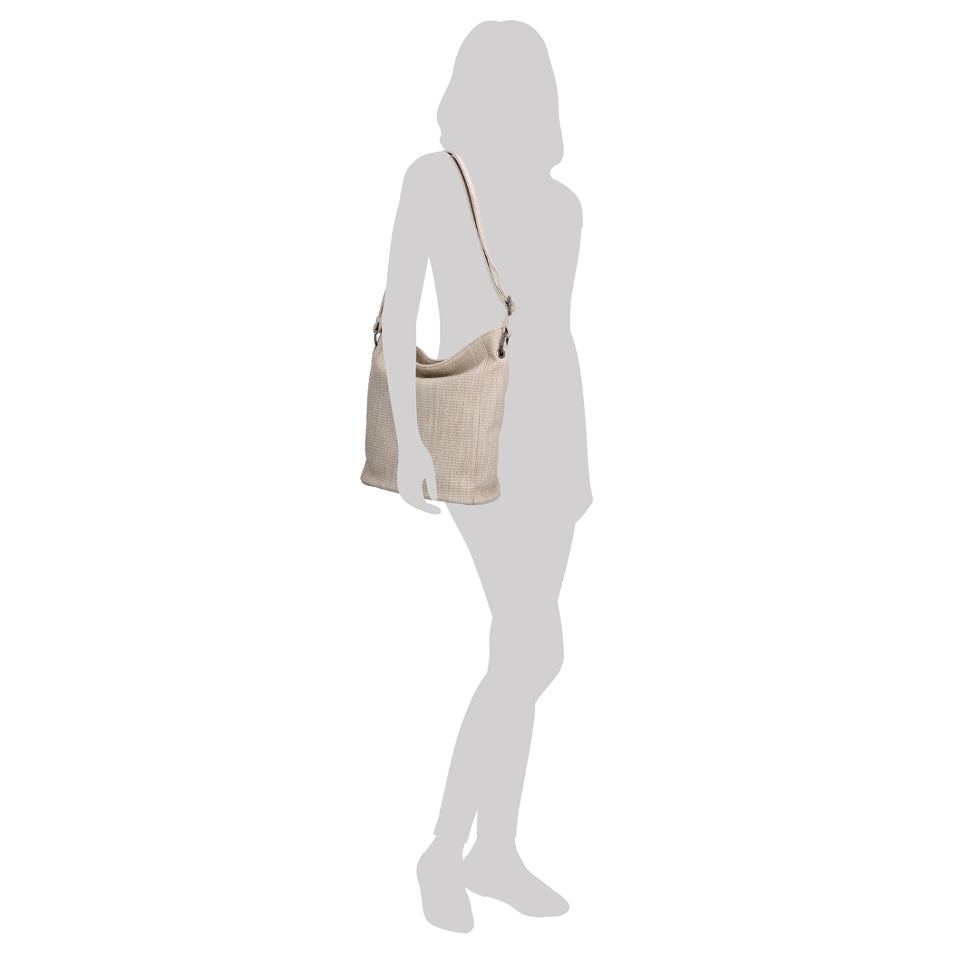 Crossbody kabelka v elegantnom dizajne Carmelo materiál syntetická koža zapínanie na zips farba béžová veľkosť stredná 4339 BE Na postave