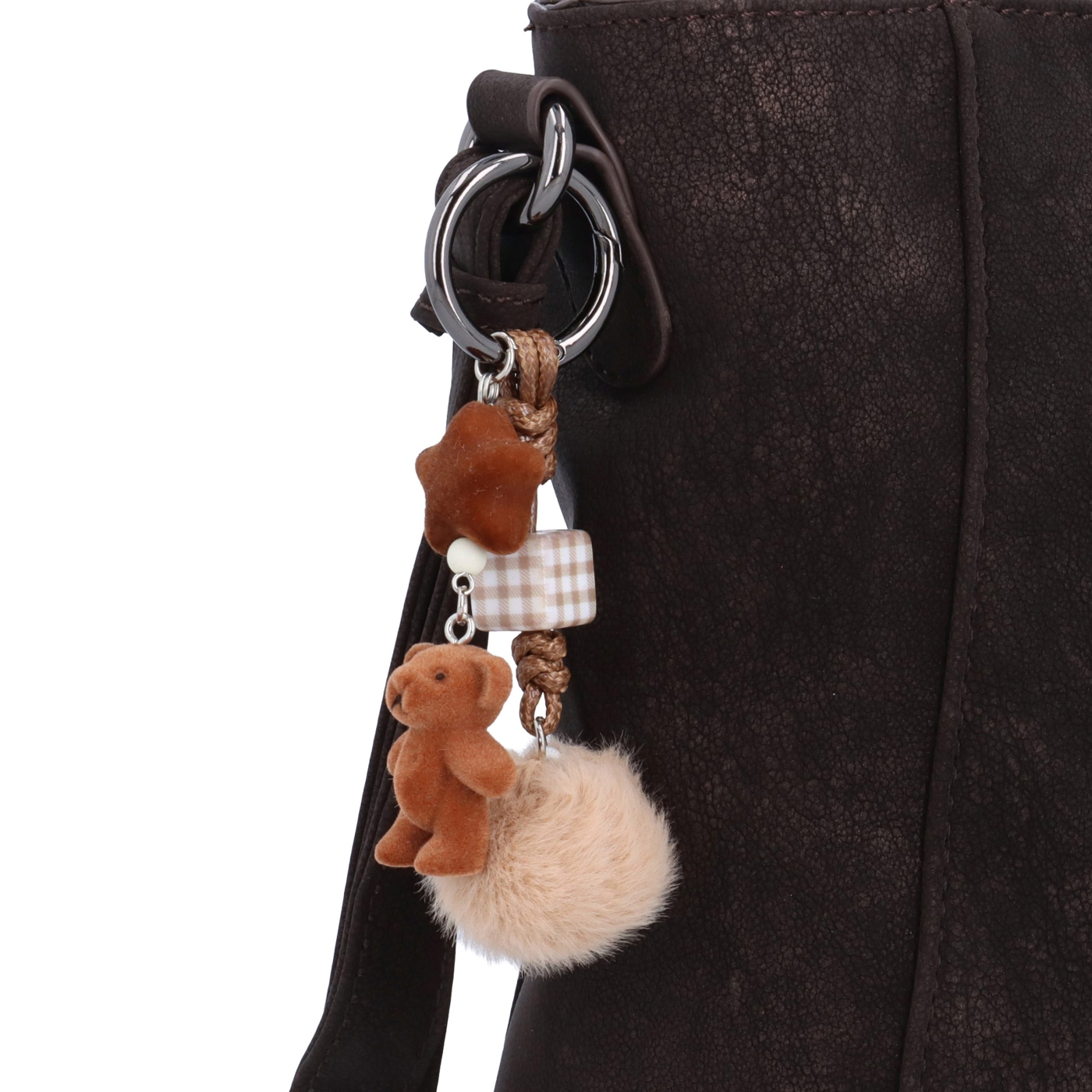 Praktická crossbody kabelka s odnímateľným príveskom Carmelo materiál syntetická koža zapínanie na zips farba hnedá veľkosť malá 4662 TH Detail