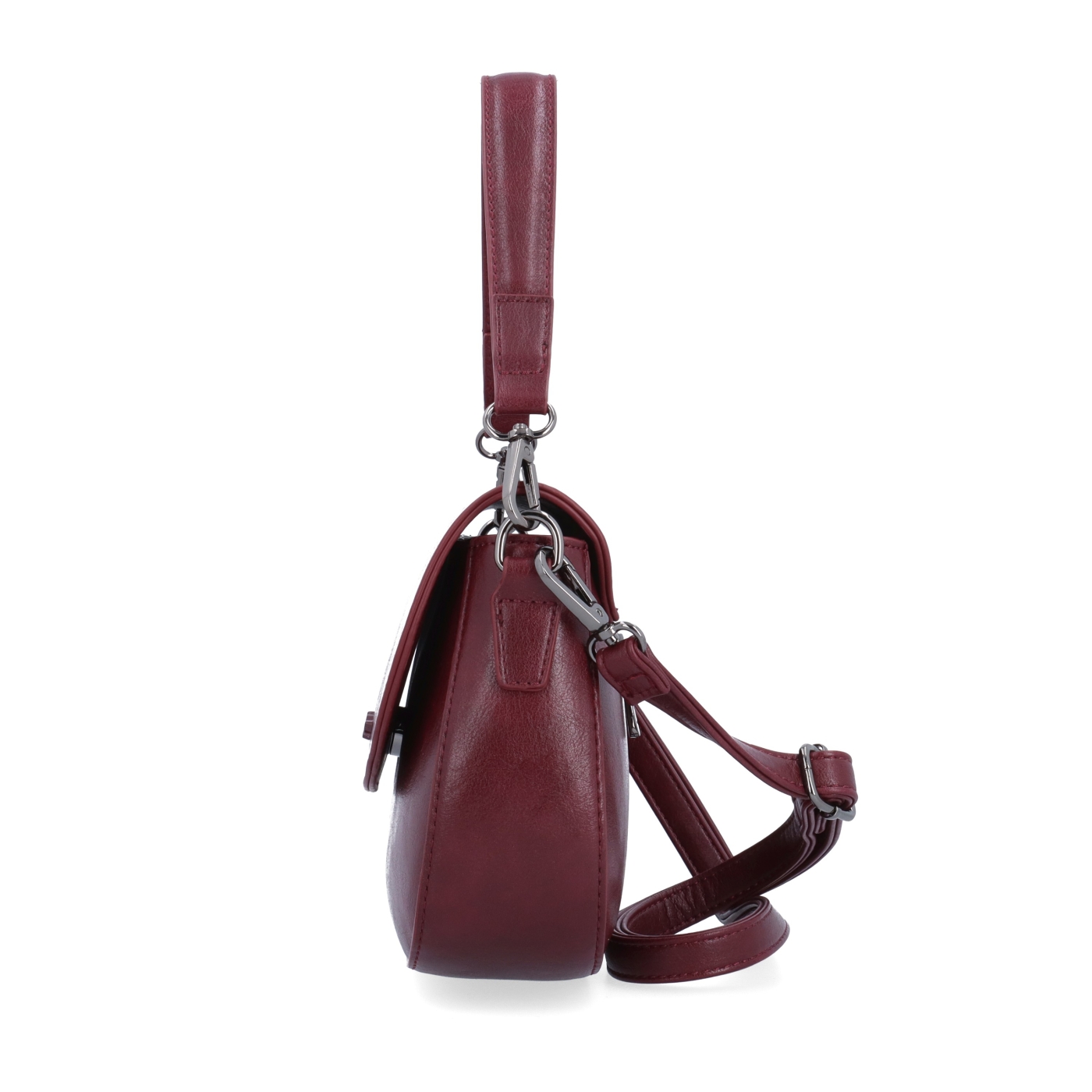 Štýlová crossbody kabelka s chlopňou Le Sands materiál syntetická koža zapínanie s chlopňou farba vínová veľkosť malá 7730 BO Z boku