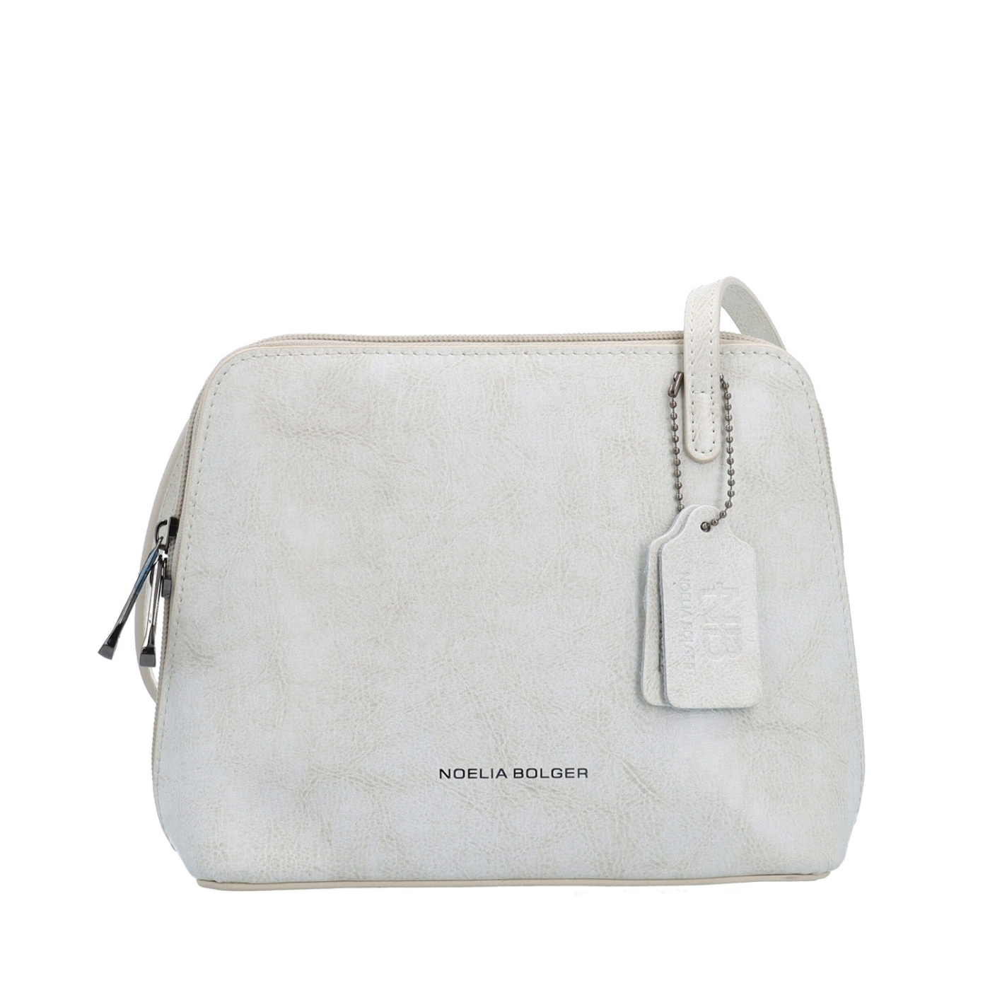 Kožená crossbody kabelka s premysleným členením Noelia Bolger materiál kože zapínanie na zips farba biela veľkosť malá NB 0115 OW Spredu