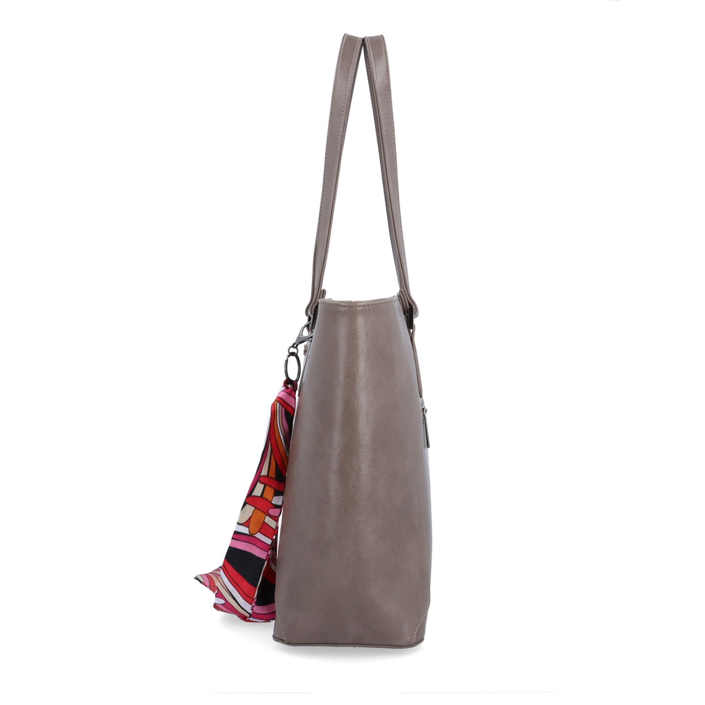 Priestranná shopper kabelka s ozdobnou šatkou Le Sands materiál syntetická koža zapínanie na zips farba taupe veľkosť veľká 7705 T Z boku