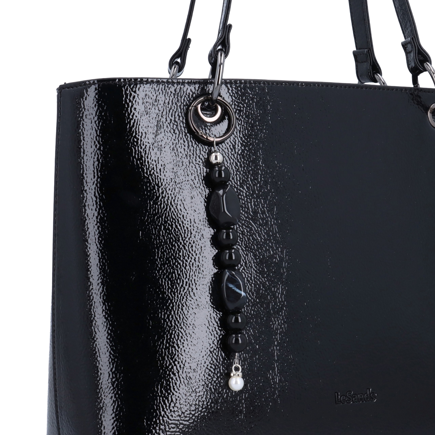 Štýlová shopper kabelka cez rameno Le Sands materiál syntetická koža zapínanie na zips farba čierna veľkosť veľká 4641 C Detail