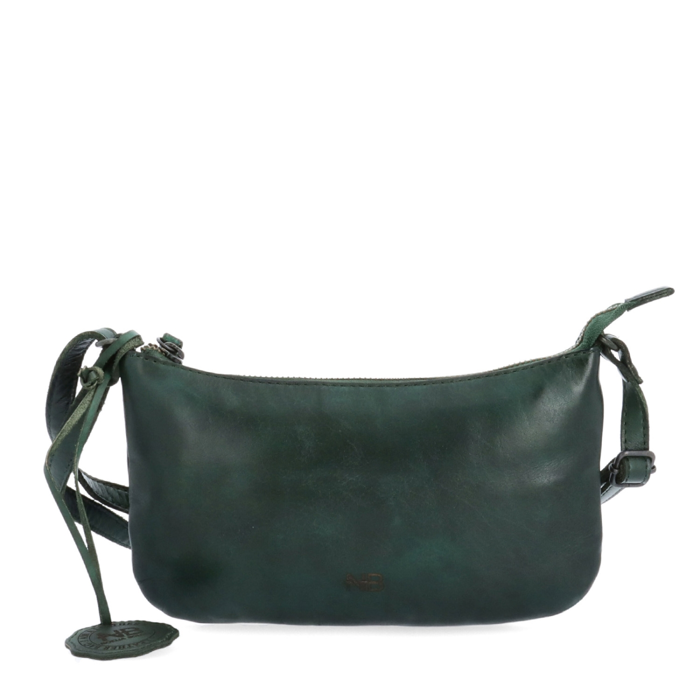 Malá elegantná kožená crossbody kabelka Noelia Bolger materiál kože zapínanie na zips farba zelená veľkosť malá NB 2420 ZE Spredu