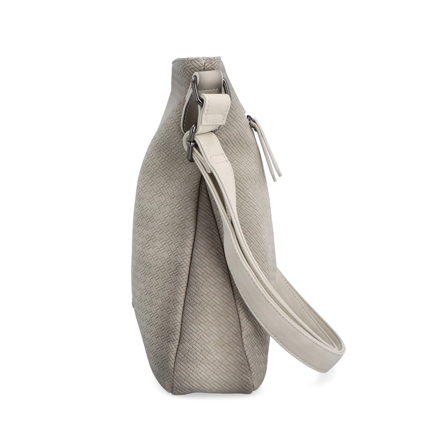 Stredná jednoduchá crossbody kabelka Indee materiál syntetická koža zapínanie na zips farba béžová veľkosť stredná 6317 K Z boku
