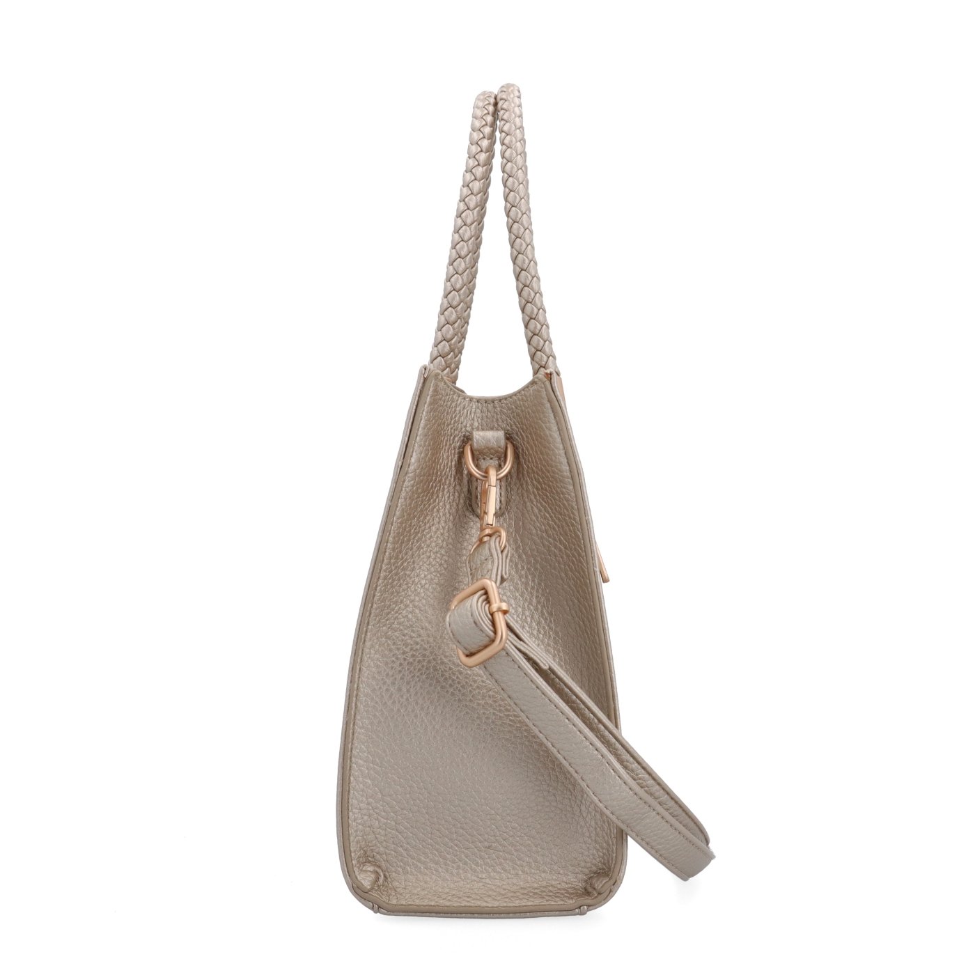 Dámska kabelka s odnímateľným crossbody popruhom Le Sands materiál syntetická koža zapínanie na zips farba metalíza veľkosť stredná 4648 ZL Z boku