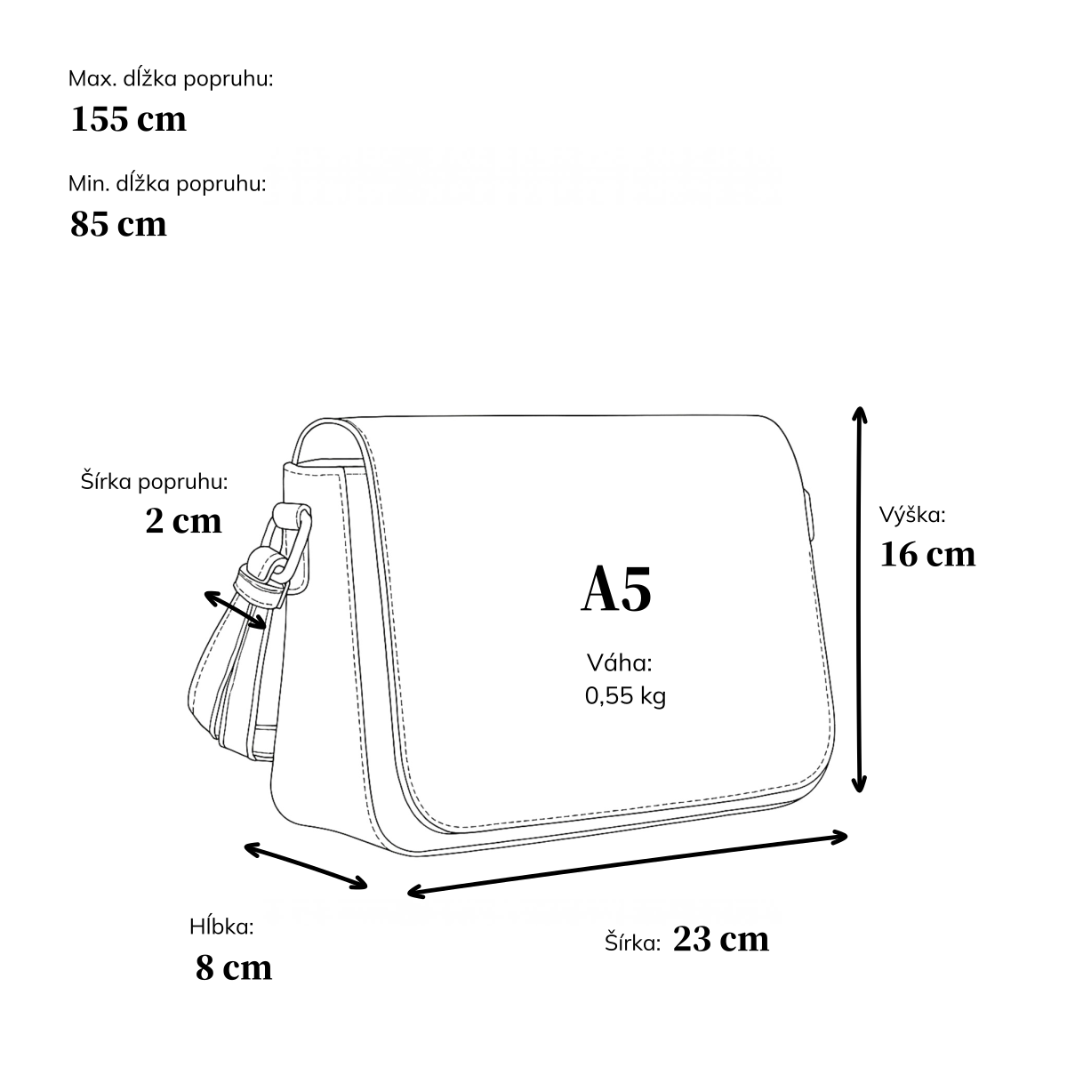 Nadčasová crossbody kabelka s chlopňou Le Sands materiál syntetická koža zapínanie s chlopňou farba čierna veľkosť malá 7724 C Rozmery