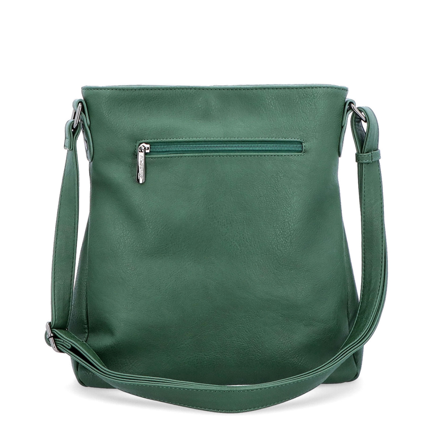 Crossbody kabelka s jednoduchým prešívaním Tangerin materiál syntetická koža zapínanie na zips farba zelená veľkosť stredná 8003 TZE Zozadu