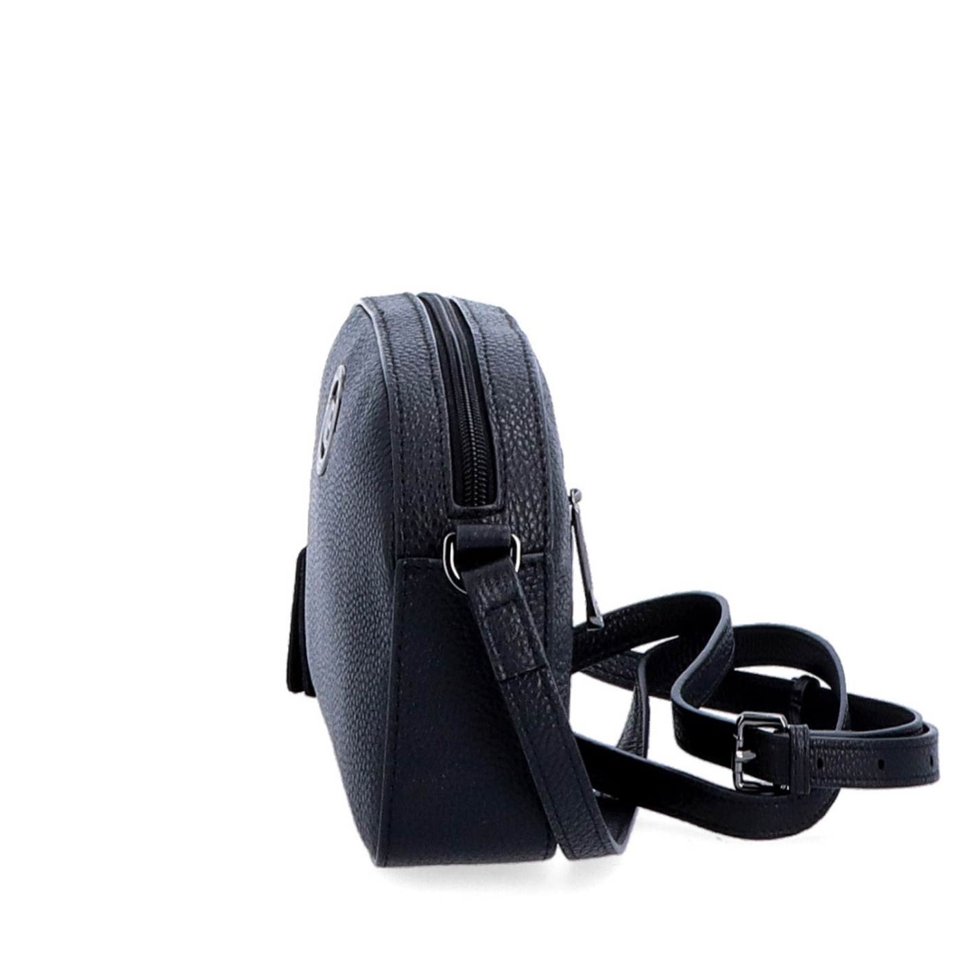 Malá kožená crossbody kabelka s vreckom na zips Noelia Bolger materiál kože zapínanie na zips farba čierna veľkosť malá NB 3013 C Z boku