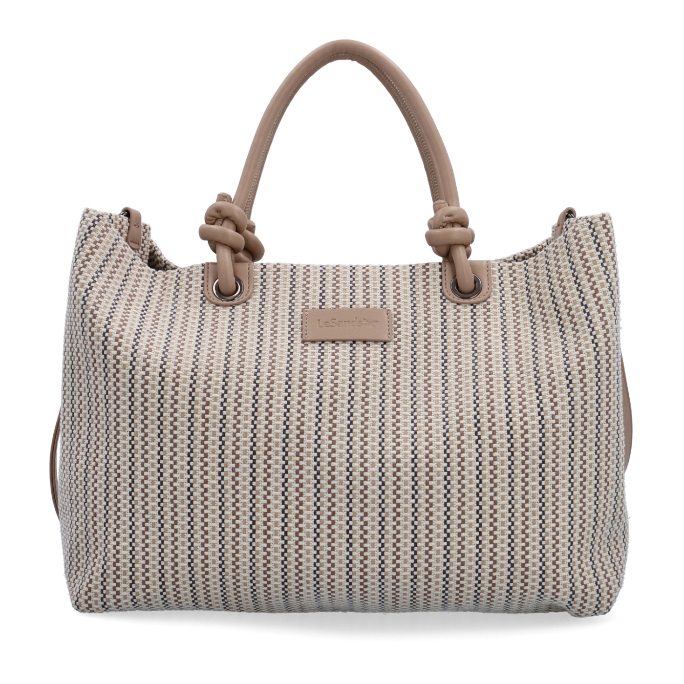 Priestranná shopper kabelka s originálnymi uchami Le Sands materiál syntetická koža zapínanie na zips farba béžová veľkosť veľká 4613 BE Spredu
