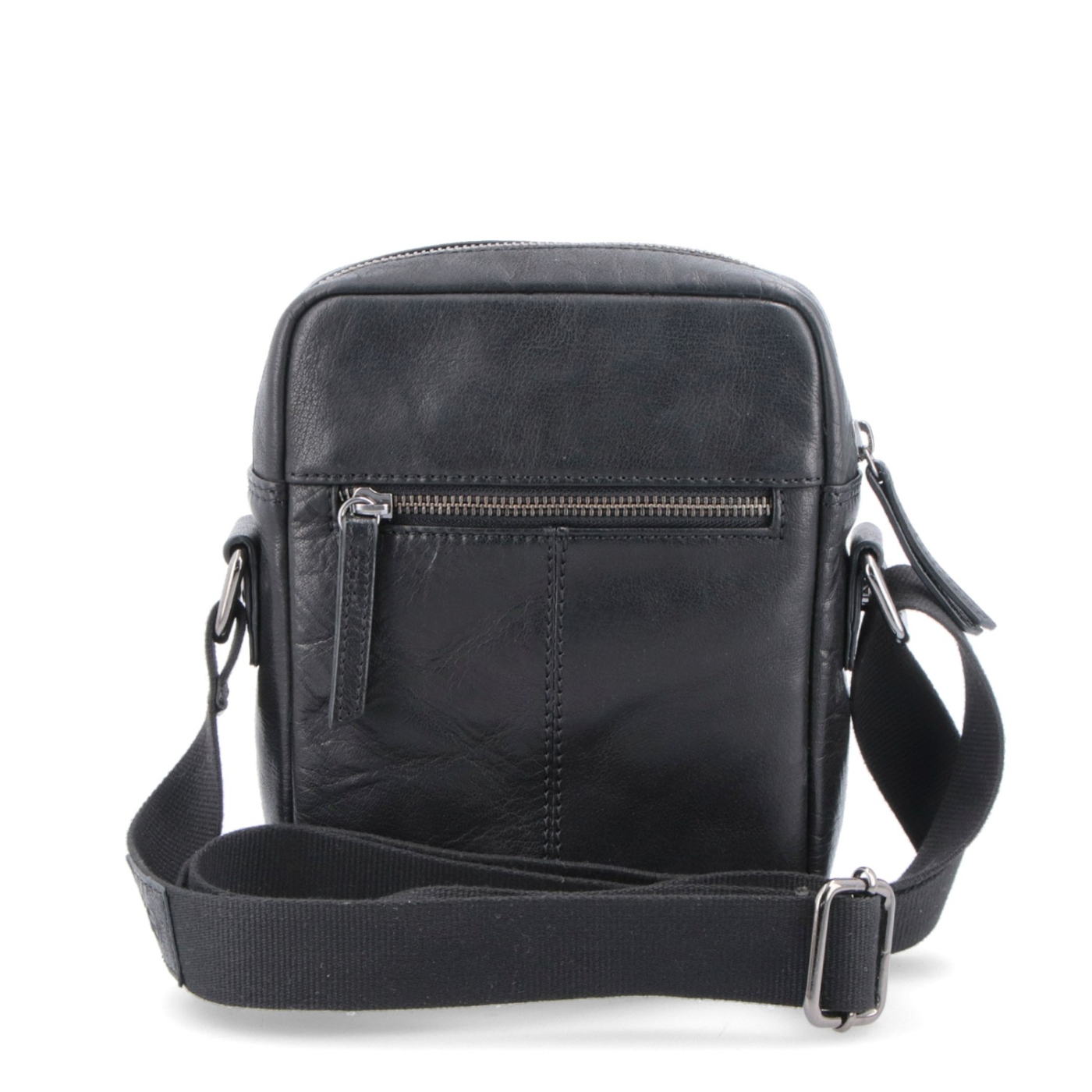 Malá kožená crossbody Poyem materiál kože zapínanie na zips farba čierna veľkosť malá 2213 Poyem C Zozadu