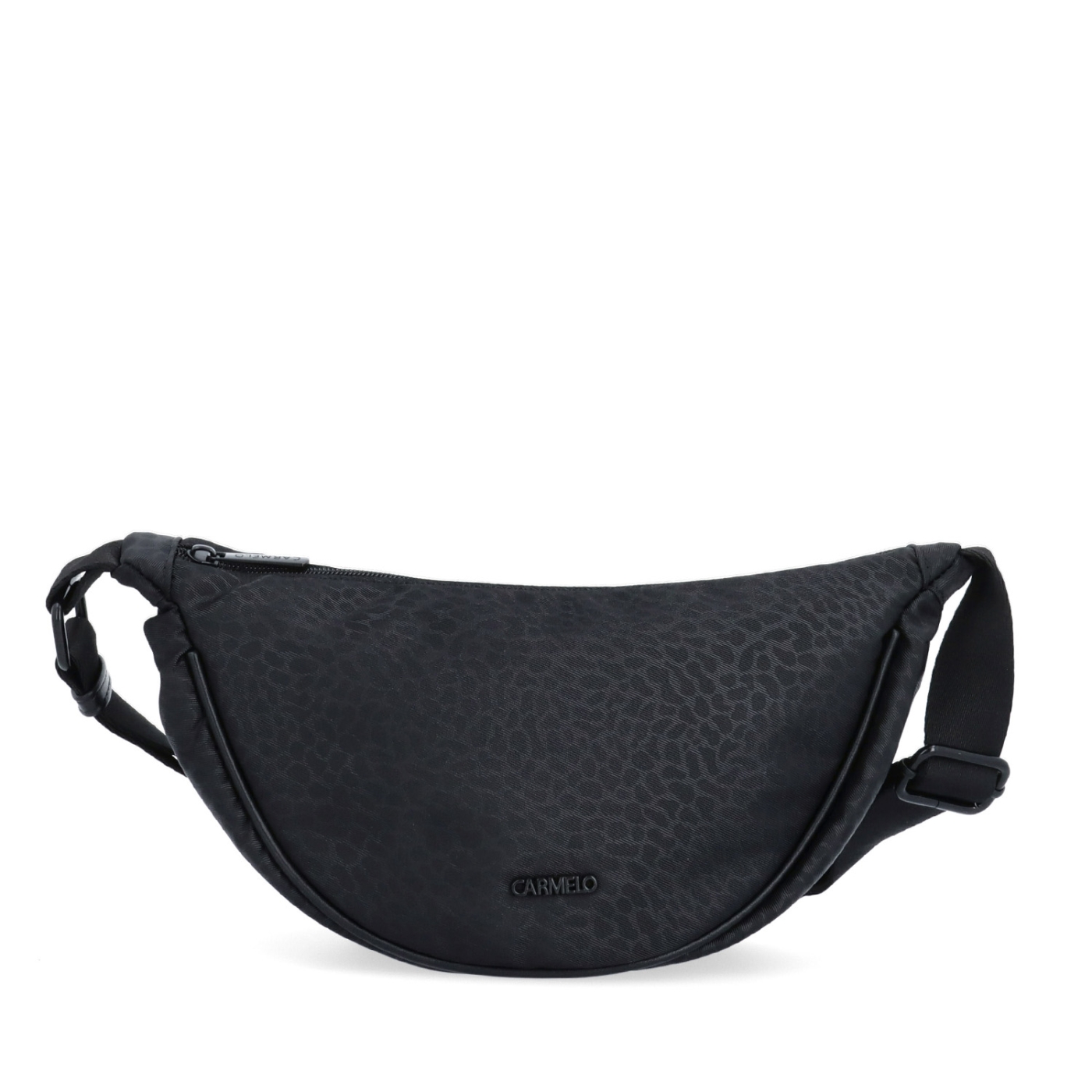 Malá nylonová kabelka typu moonbag Carmelo materiál nylon zapínanie na zips farba čierna veľkosť malá 6609 C LE Spredu