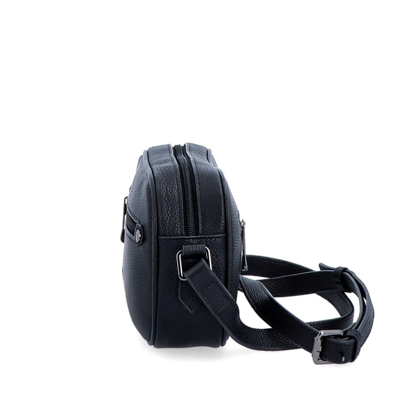 Malá kožená crossbody kabelka so zipsami Noelia Bolger materiál kože zapínanie na zips farba čierna veľkosť malá NB 3014 C Z boku