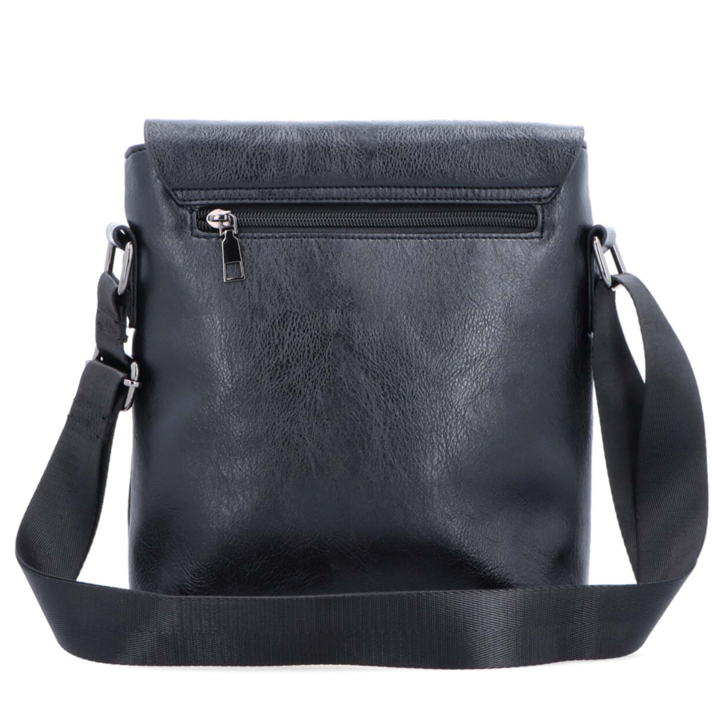 Crossbody taška s chlopňou Tangerin materiál syntetická koža zapínanie na zips farba čierna veľkosť stredná 2325 C Zozadu