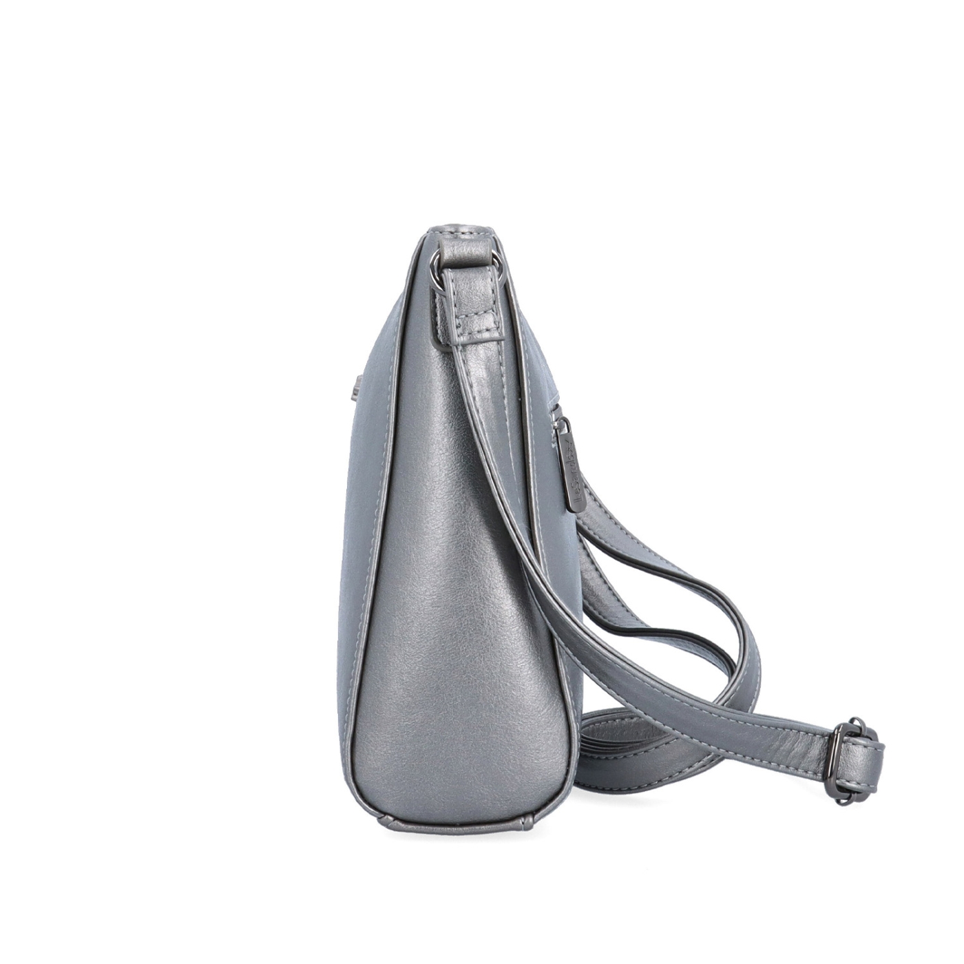 Minimalistická crossbody kabelka do mesta Le Sands materiál syntetická koža zapínanie na zips farba metalíza veľkosť malá 7706 TI Z boku