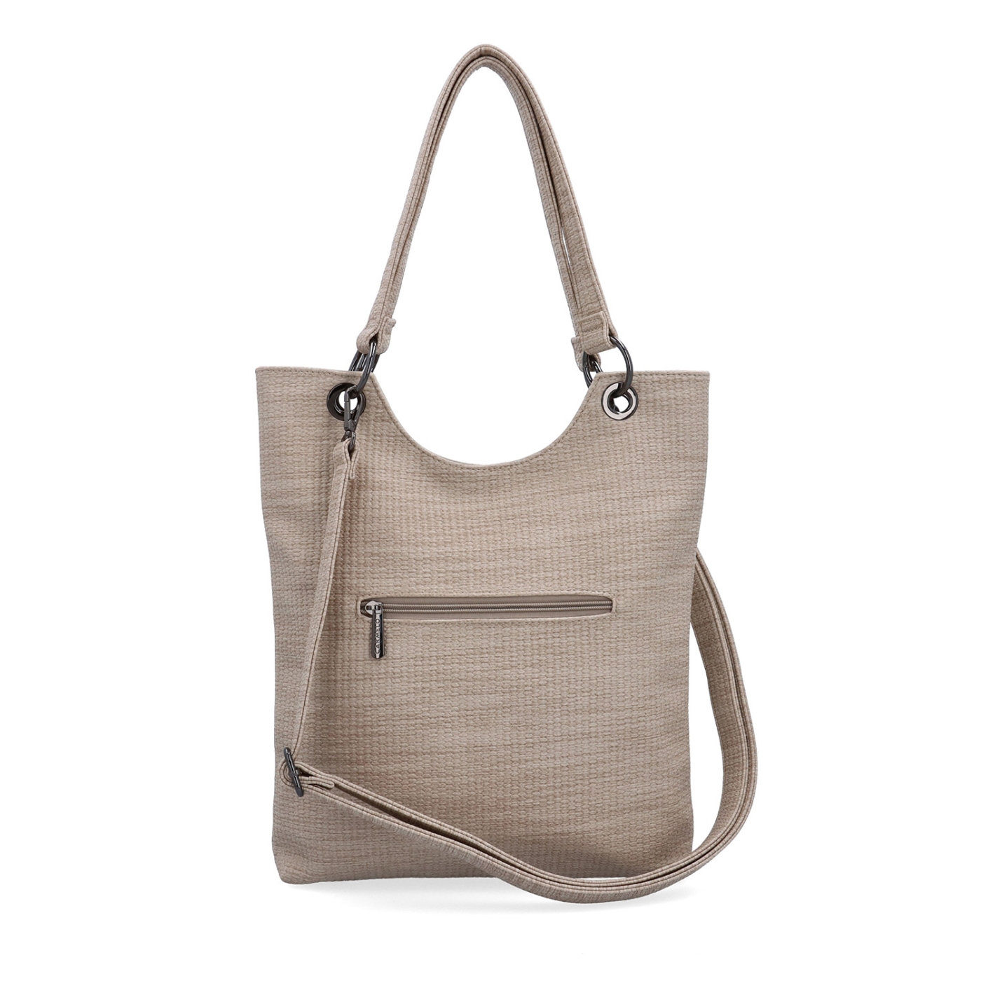 Mestská kabelka s odnímateľným crossbody popruhom Carmelo materiál syntetická koža zapínanie na zips farba béžová veľkosť stredná 4395 BE Zozadu